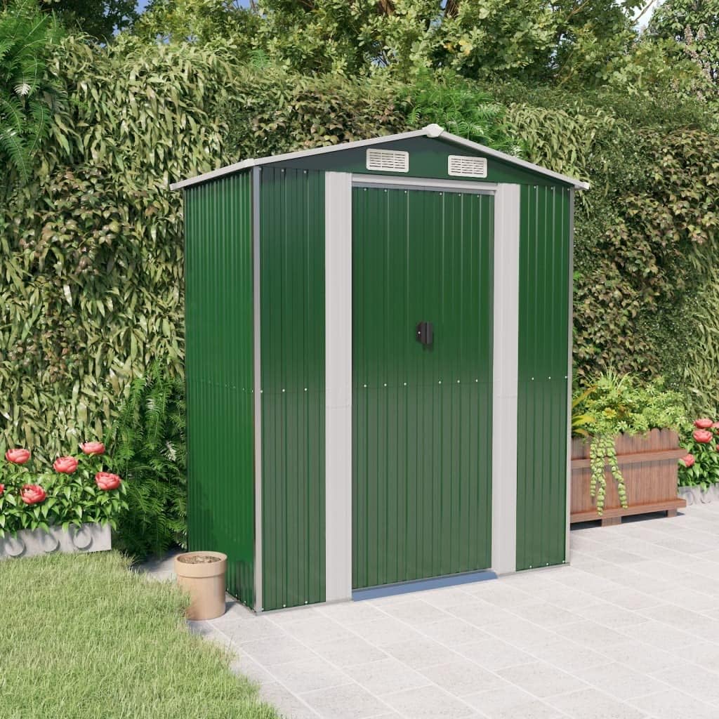 Galvanized Steel Garden Storage Shed Green 75.6