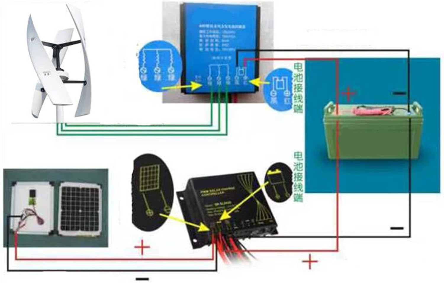 1000W New Wind Vertical Turbine Generator Kit, 12V 24V 48V 220V with MPPT Hybrid Controller Low Noise Verticalwind Turbine (White)