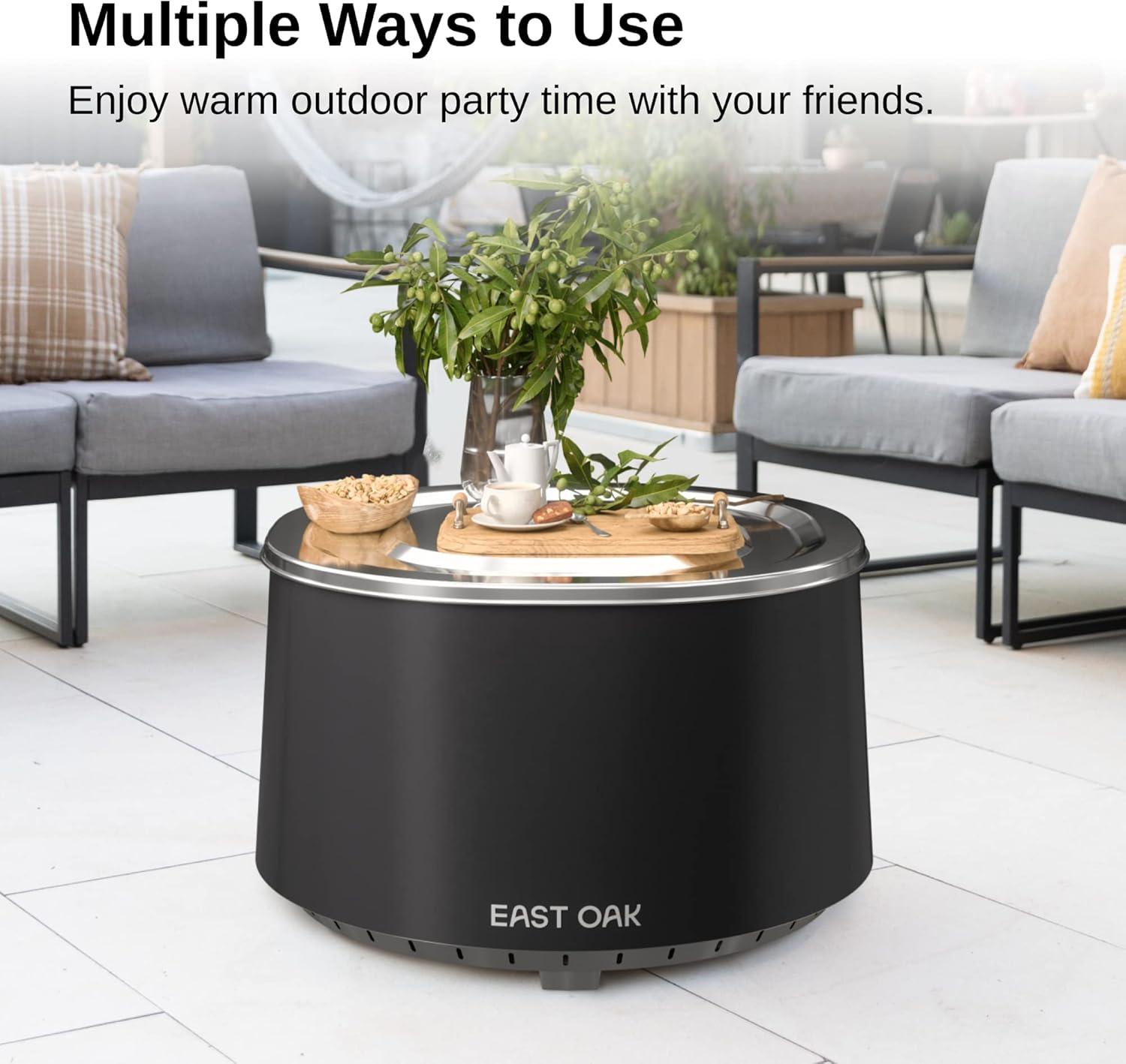 East Oak Fire Pit Lid for 29'' Camber Smokeless Fire Pit Only, 304 Stainless Steel Fire Pit Accessories for Outdoor Fire pits, Waterproof, Anti-Rust, and All-Weather Resistant, 27