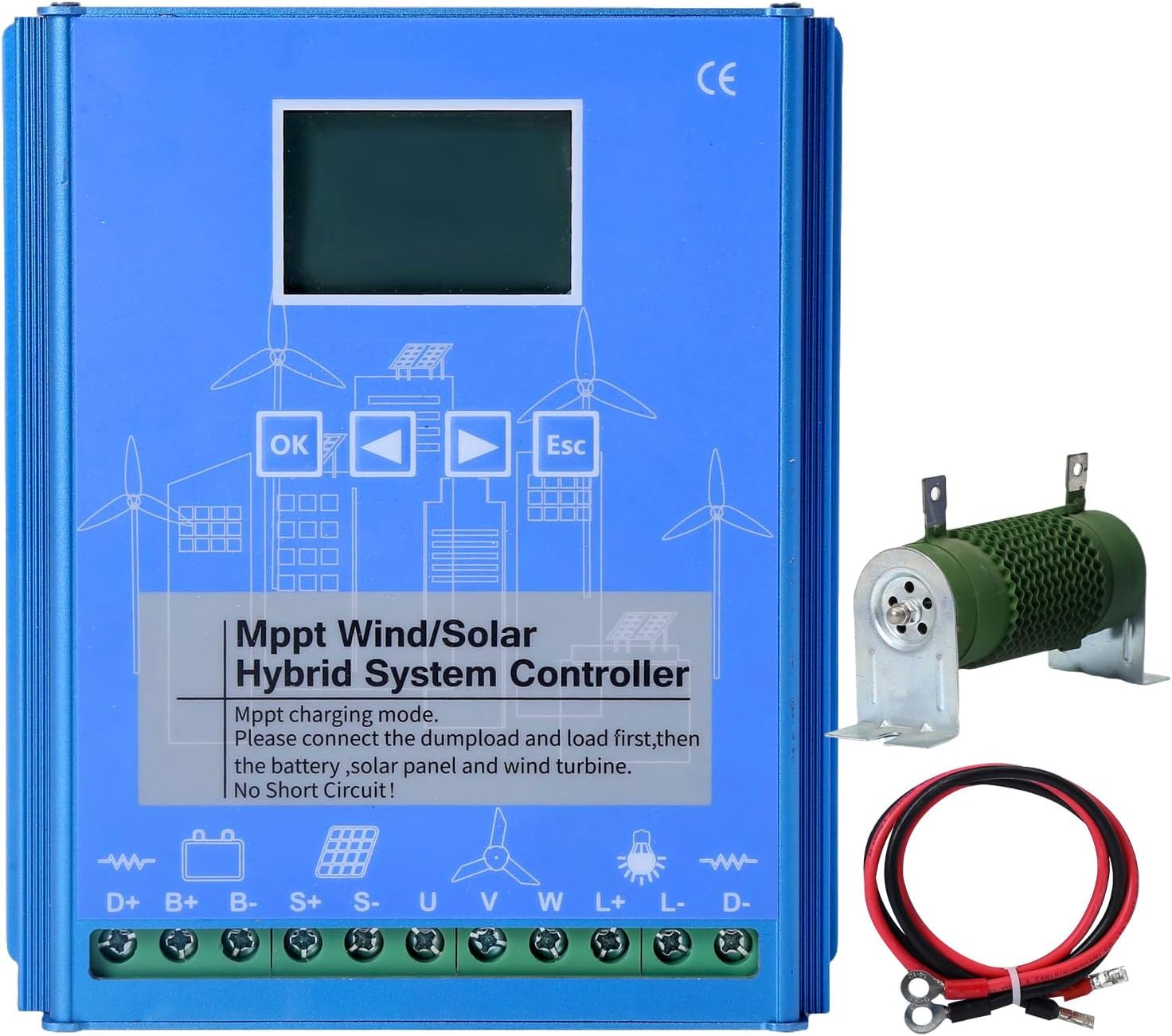 1000W Solar Wind Controller Solar Wind Power Controller Solar and Wind Charge Controller Wind/Solar Hybrid System Controller 1000W-12/24VAuto