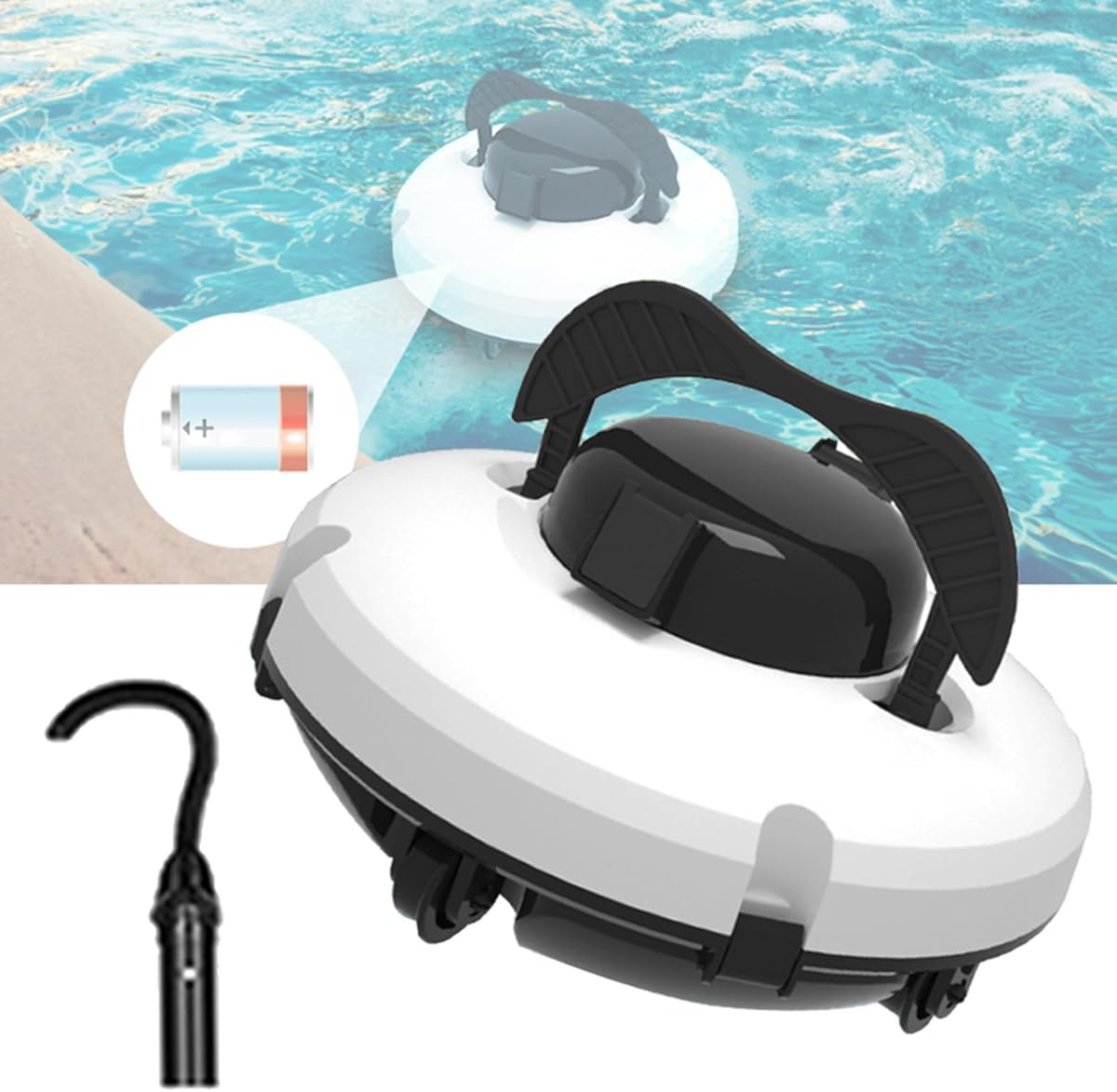 Fully Automatic Robotic Pool Cleaner, Cordless Rechargeable Pool Vacuum for In Ground Pool, Lasts 120 Mins Robotic Pool Cleaner with Dual Drive Motors