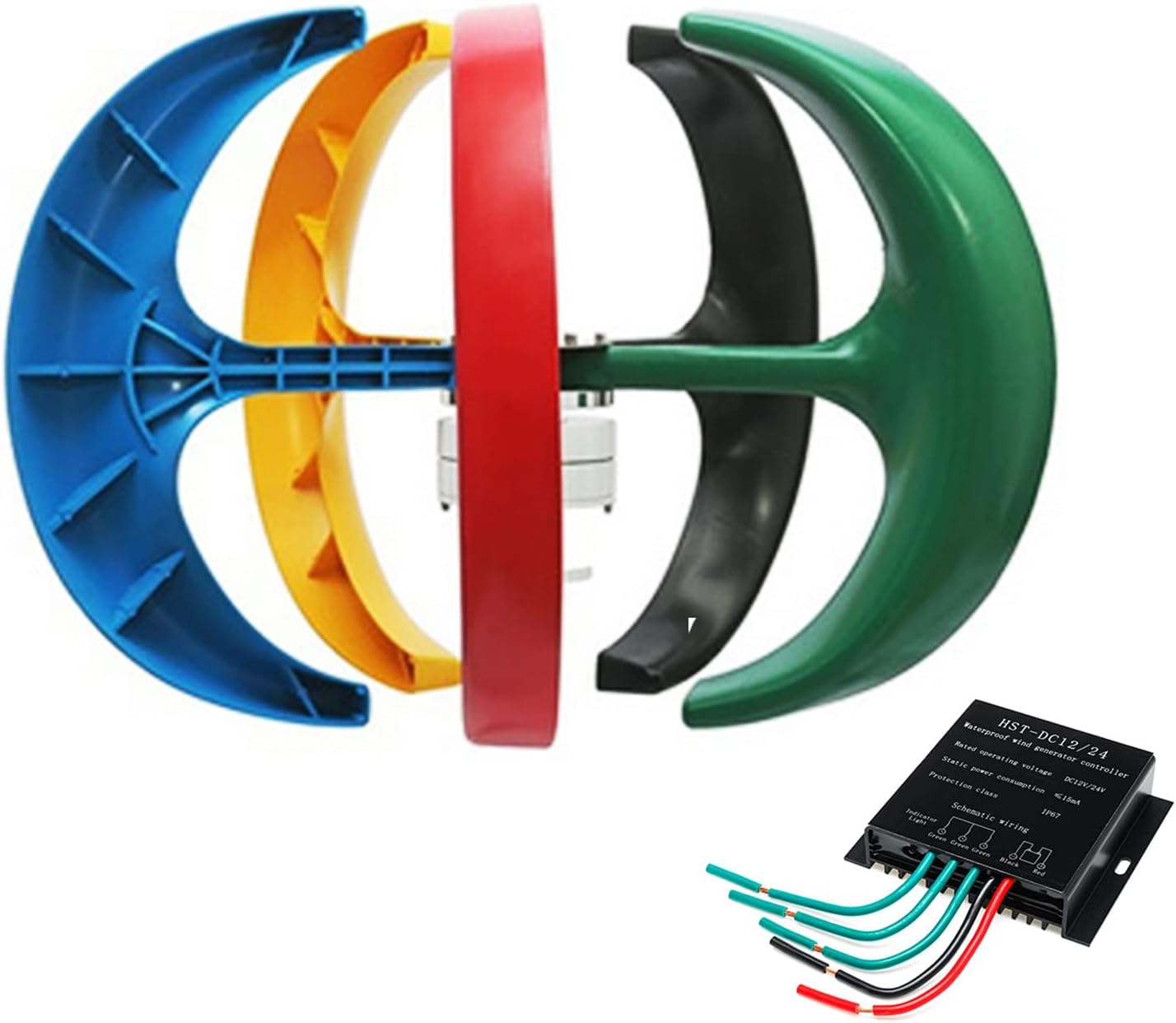 Low Noise Home Vertical Wind Energy Turbine Generator Kit,12000W 12V 24V 48V Coreless Low RPM Upright Windmill (with Controller)