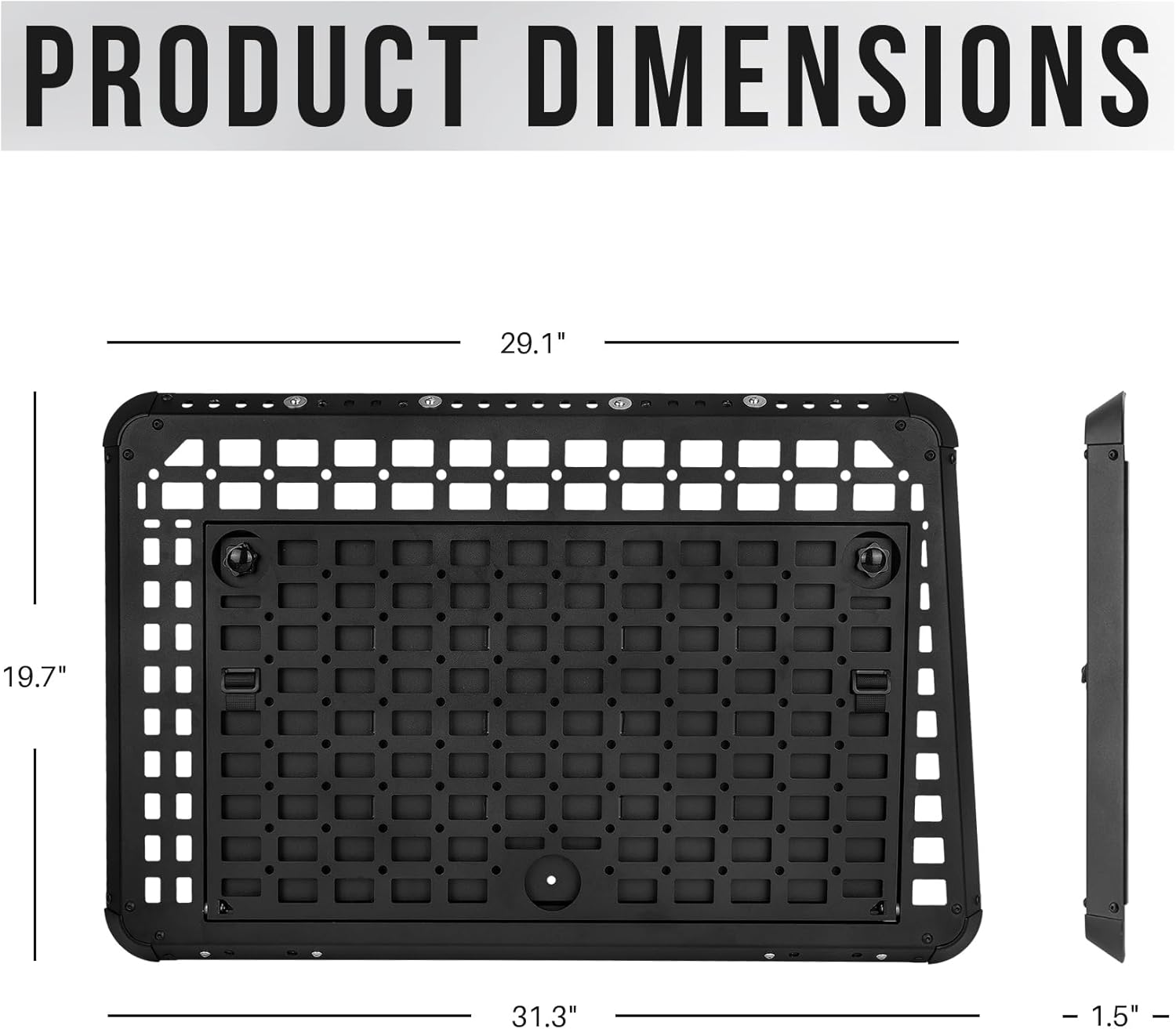 Rear Window Molle Panel with Fold-Down Table - Tactical Modular Rear Window Storage Panels for 2018-2025 Jeep Wrangler JL Off Road Camping Accessories (Driver Side)