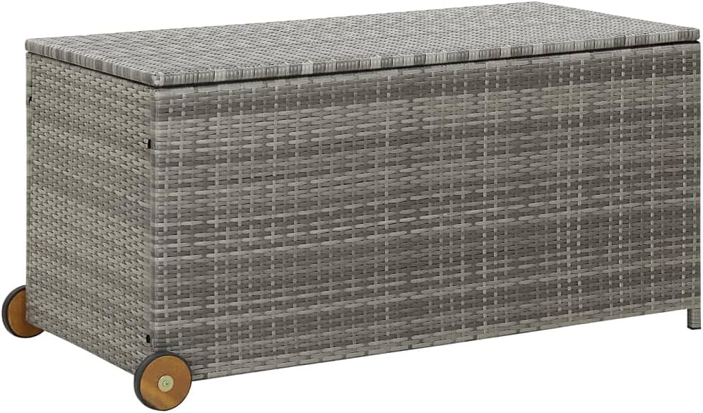 Patio Storage Box Light Gray Patio Garden Outdoor Storage Container, Furniture Deck Box 47.2