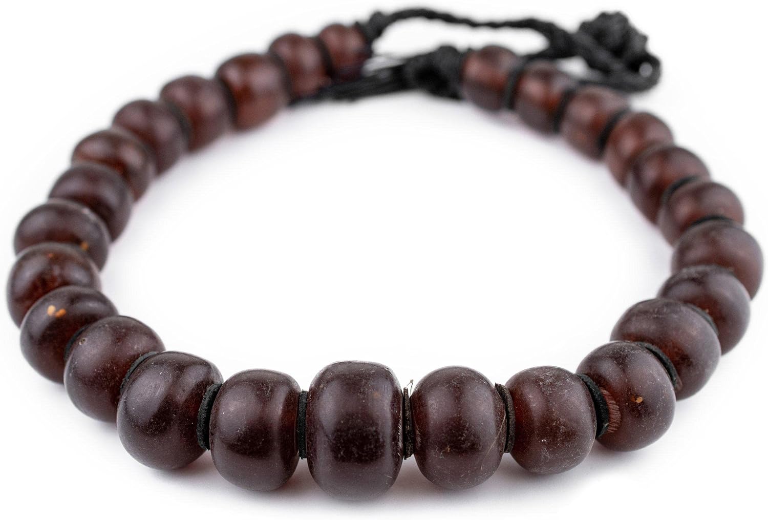 The Bead Chest Translucent Burgundy Amber Resin Beads Graduated 25mm Morocco African Brown Round Large Hole 22 Inch Strand Handmade