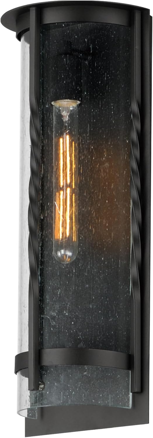 Maxim Lighting 30193CDBK I Foundry Collection 20 Inch One Light Outdoor Wall Sconce I Black Finish I Modern Contemporary Light Fixture I Adjustable Height I