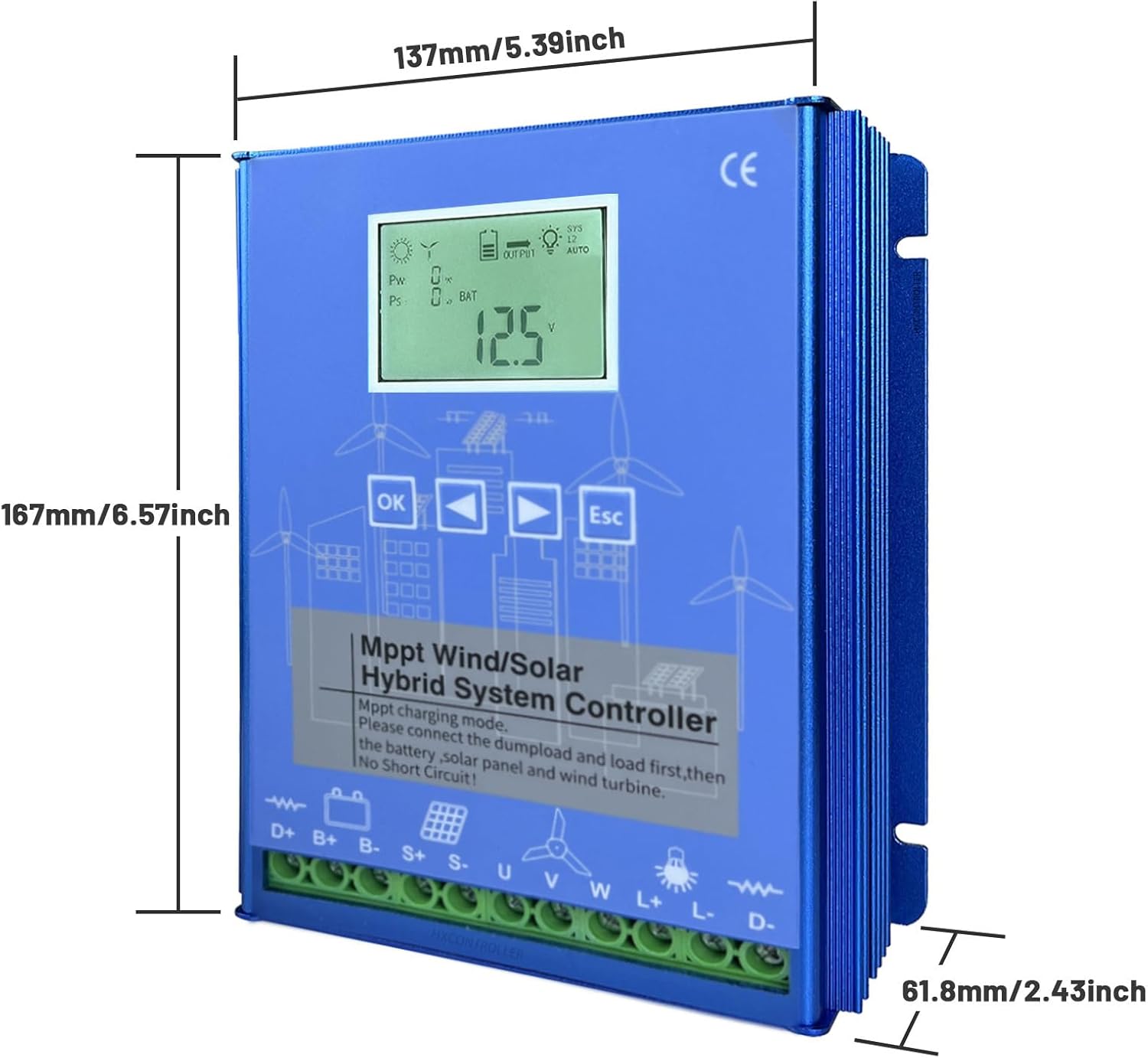 14000W Wind Solar Hybrid Charge Controller , 12V/24V Auto Matching 48V IP67 Waterproof Wind Generator Controller for All Wind Turbines ,24V
