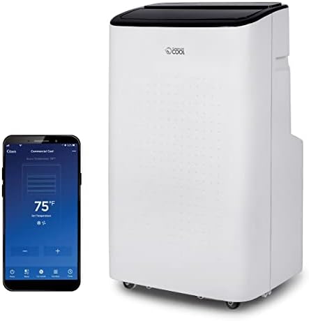 Commercial Cool Portable Air Conditioner, Dehumidifier & Fan, Portable Air Conditioner 9,000 BTU Covers up to 400 Sq. Ft., Wi-Fi Enabled, White