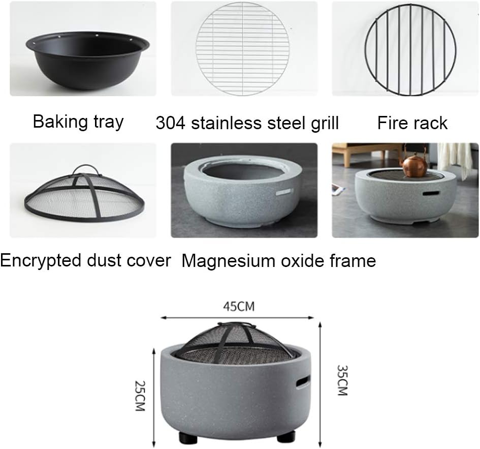 LDIW Fire Pit Garden Patio Firepit Brazier BBQ/Ice Pit with Waterproof Cover Outdoor 3 in 1 Multifunctional Fire Pits for Garden