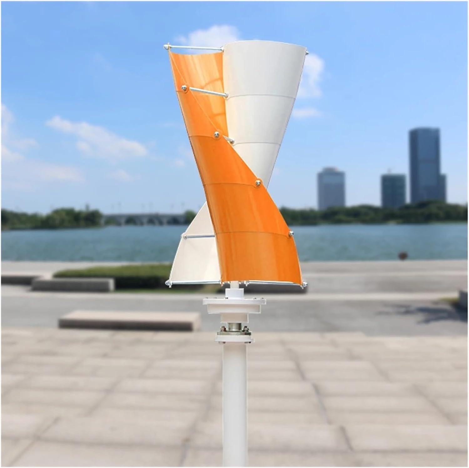 Wind Turbine Generator, 3000W Wind Vertical Turbine Generator Alternative Free Energy Windmill 24V 48V MPPT Controller Wind System for Marine, RV, Home(Orange White,ONLY TURBINE_24V)