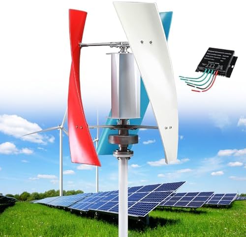 12000W Portable Vertical Wind Turbine Generator Kit - 3-Blade Helix Design with Charge Controller for Home, RV, Marine & Industrial Power Solutions - Colorful 48V Energy System