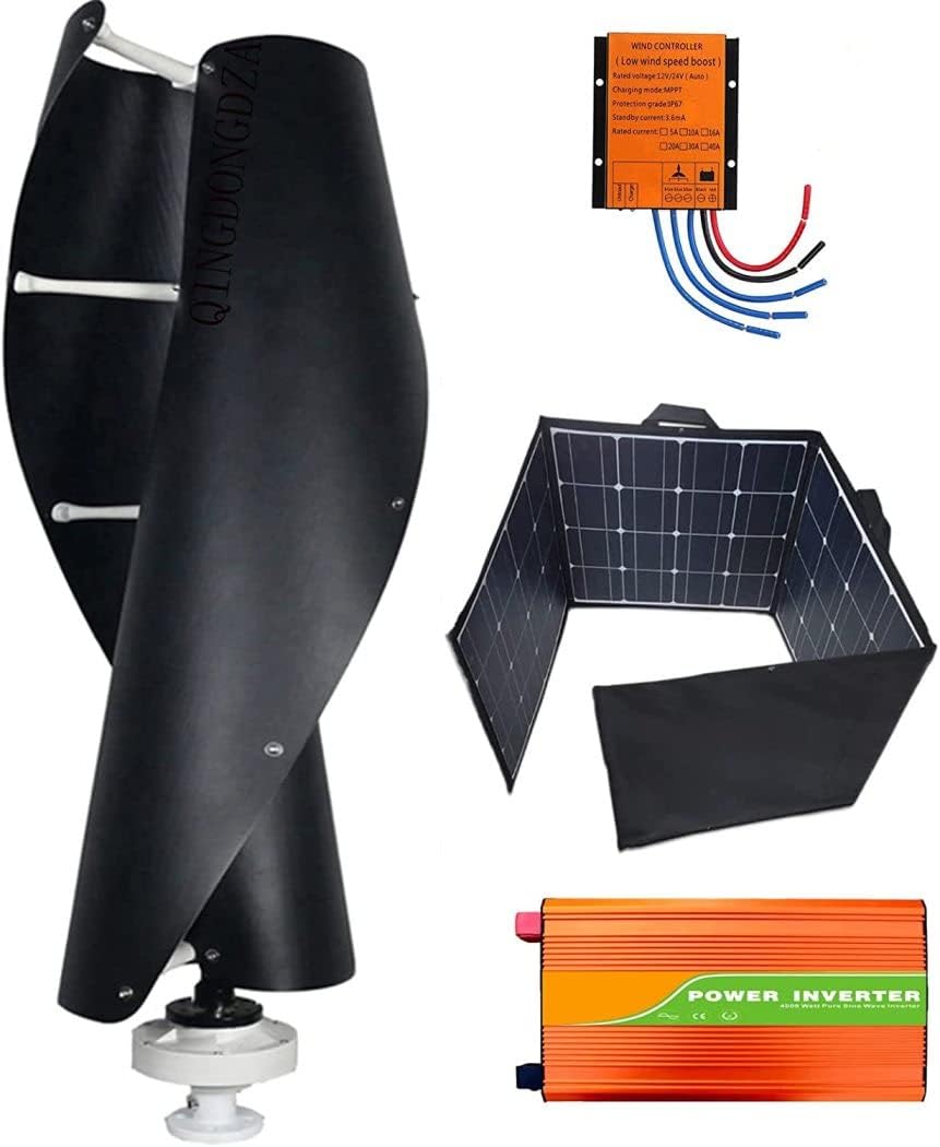 LiuSj JUnSt Helical Wind Turbine, 8000W 12V - 220V Vertical AC Wind Turbine Maglev Wind Turbine Generator Motor for Home Farm (Black)