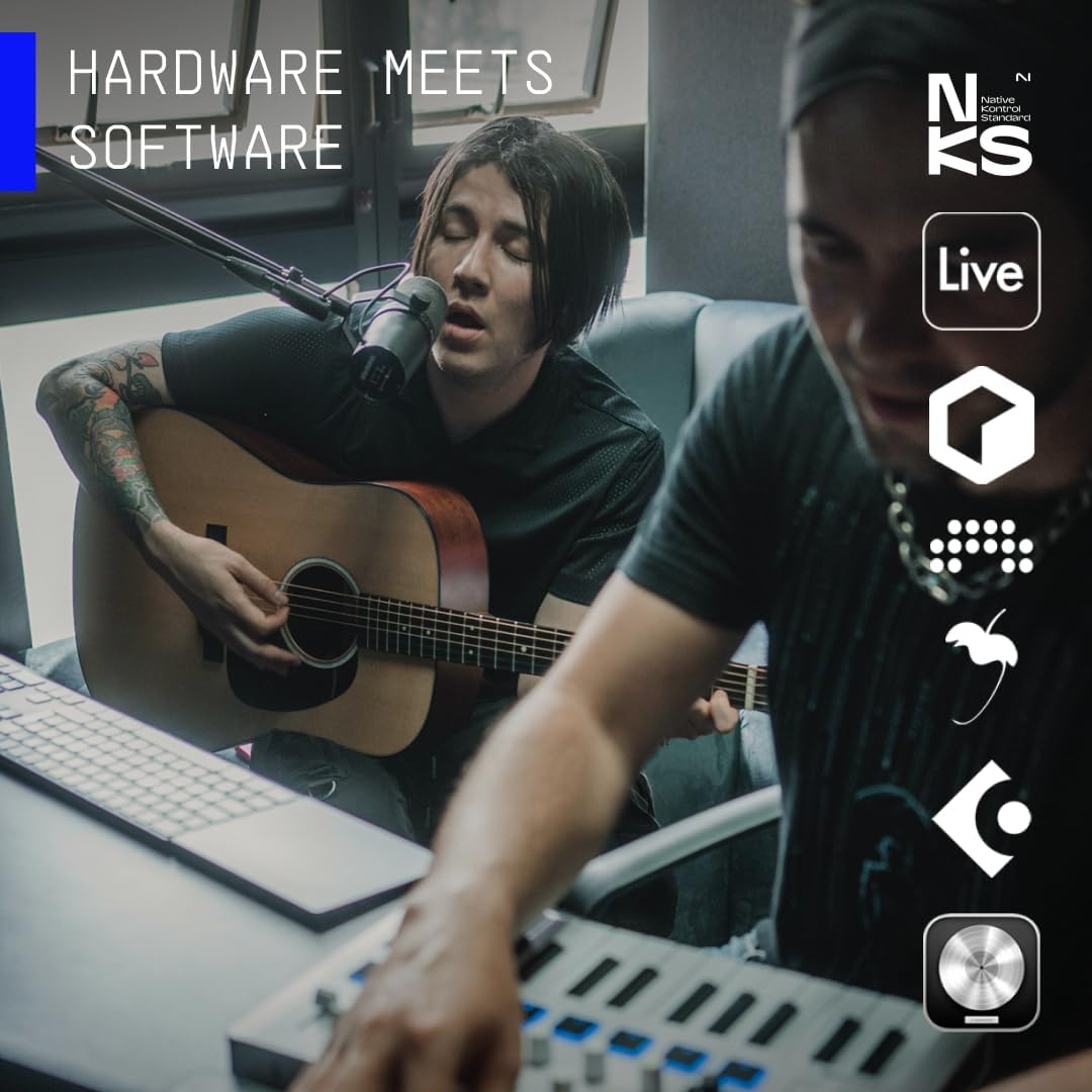 Arturia MiniLab 3 - Universal MIDI Controller for Music Production, with All-in-One Software Package - 25 Keys, 8 Multi-Color Pads - White