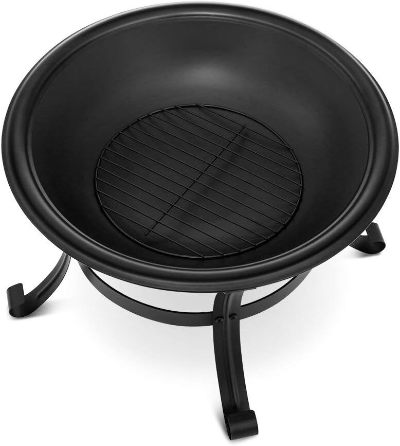 Camping Fire Pit 22 Inch Steel Firepit DIY Mesh Screen Durability Rustproof Bowl BBQ Grill Outdoor Bonfire