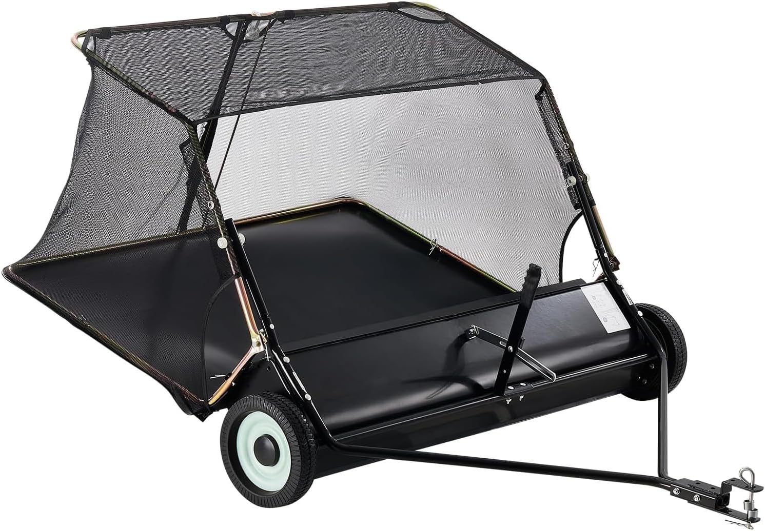 52-Inch Tow Behind Lawn Sweeper, 26 Cubic Feet Capacity, with Folding Design, Dumping Rope, Lawn Sweeper with Adjustable Sweeping Height, for Yard, Lawn, Farm