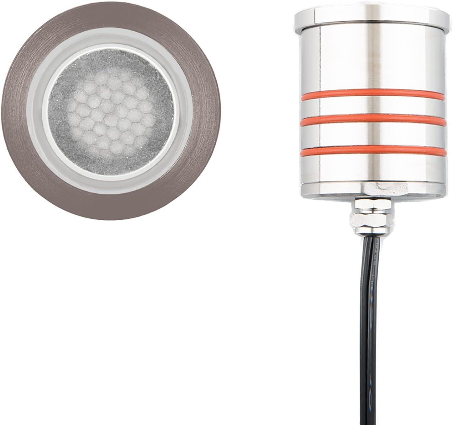 WAC Landscape Lighting, LED 2in 12V Round Low-Profile Top Inground Indicator Light with Honeycomb Louver for Glare Control 2700K in Stainless Steel Coated with Bronze