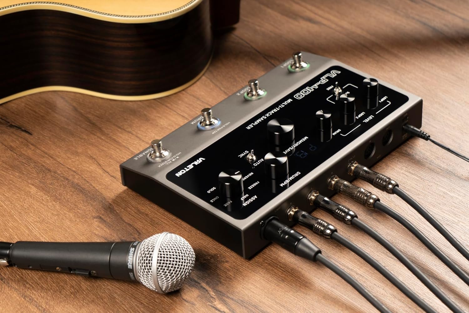 Valeton VLP-400 Multi-Track Sampler with 4 Footswitches - Two Full-Featured Loopers, Drum Machine and HOTONE MIDI Foot Controller Pedal Bluetooth Ampero Control 4 Button bundle