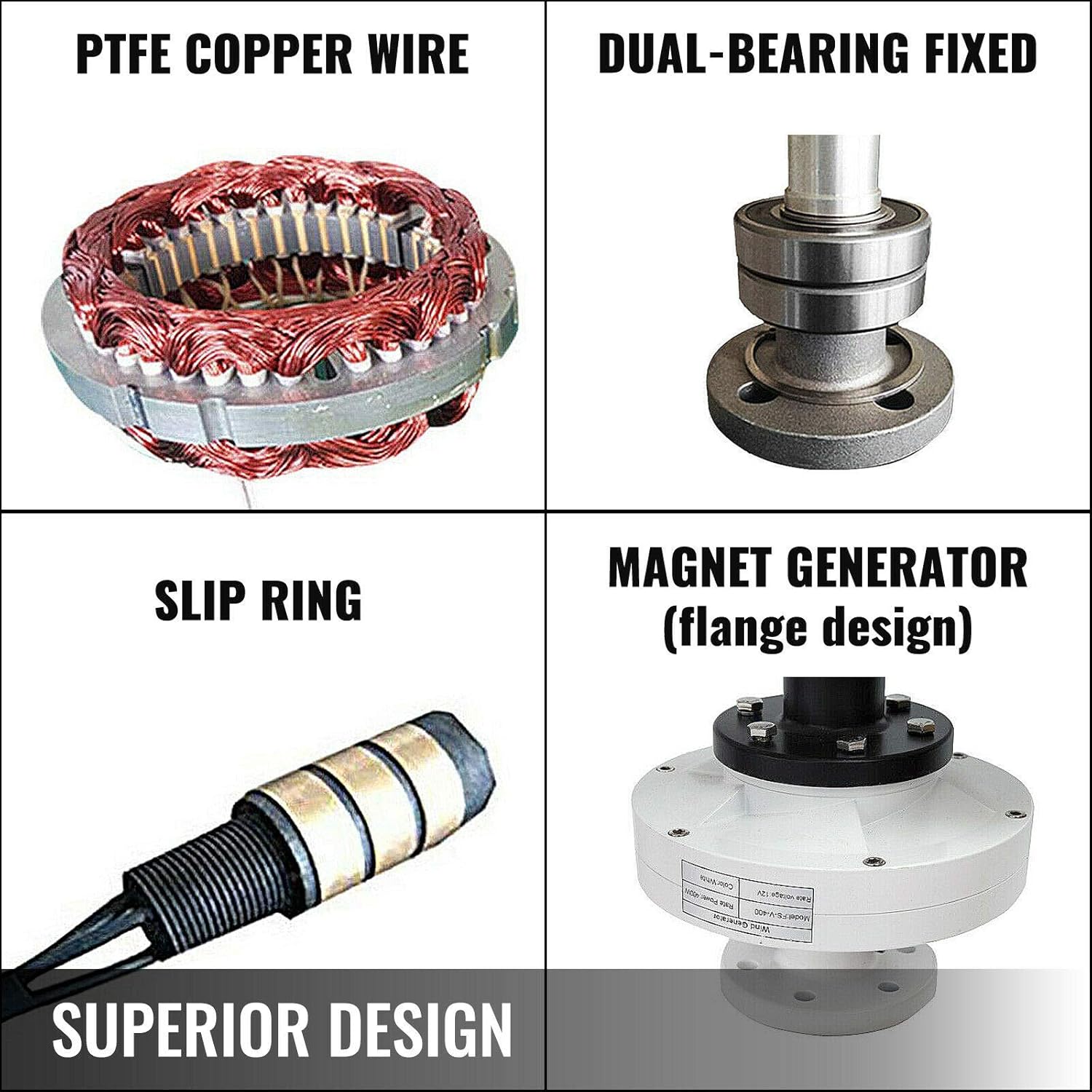 12V/24V 500W Wind Turbine Generator 5 Blades with Charge Controller Low Wind Speed Start for Windmill Home