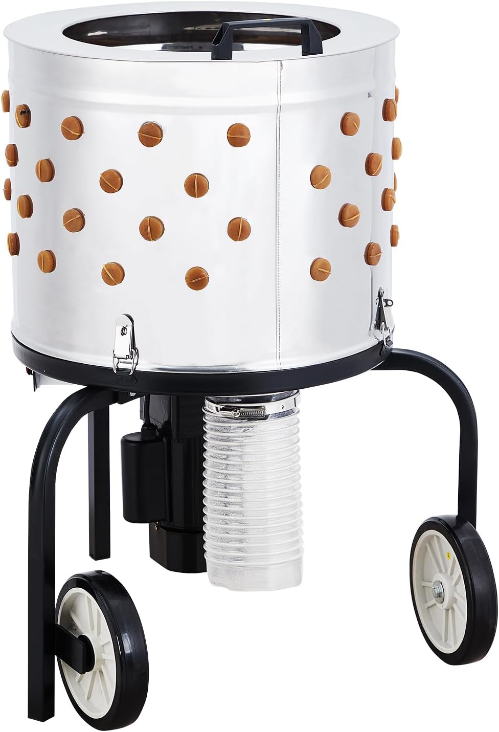 PioneerWorks Plucker Machine, Stainless Steel Chicken Plucker Machine, Poultry Depilatory Machine with 106 Rubber Fingers, Waterproof Poultry Plucking with Wheels for Farms, Restaurants