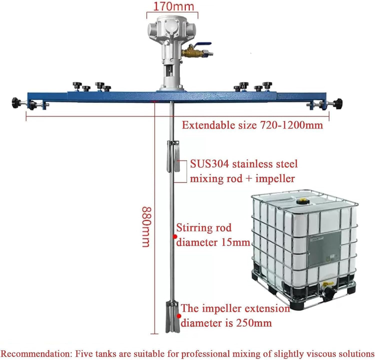 IBC Air Agitator, Pneumatic Pail Agitator Paint Mixer, Paint Stirring Machine, Bracket Air Agitator Paint Mix Tool, Paint Agitator, Air Mixer Drum Mixer 5cylinders