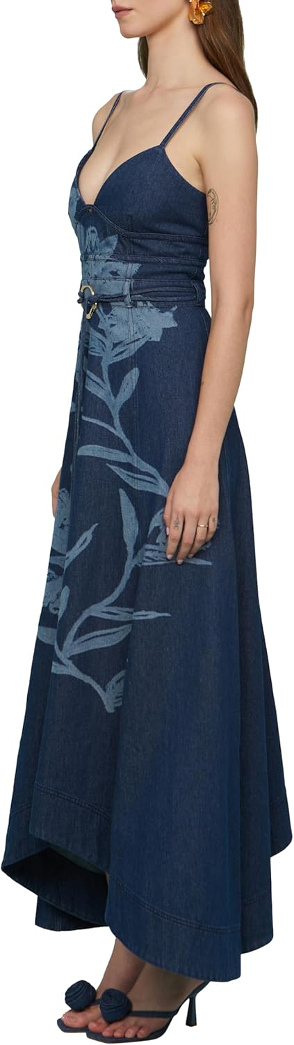 AMUR Women's Dana Printed Denim Midi Dress
