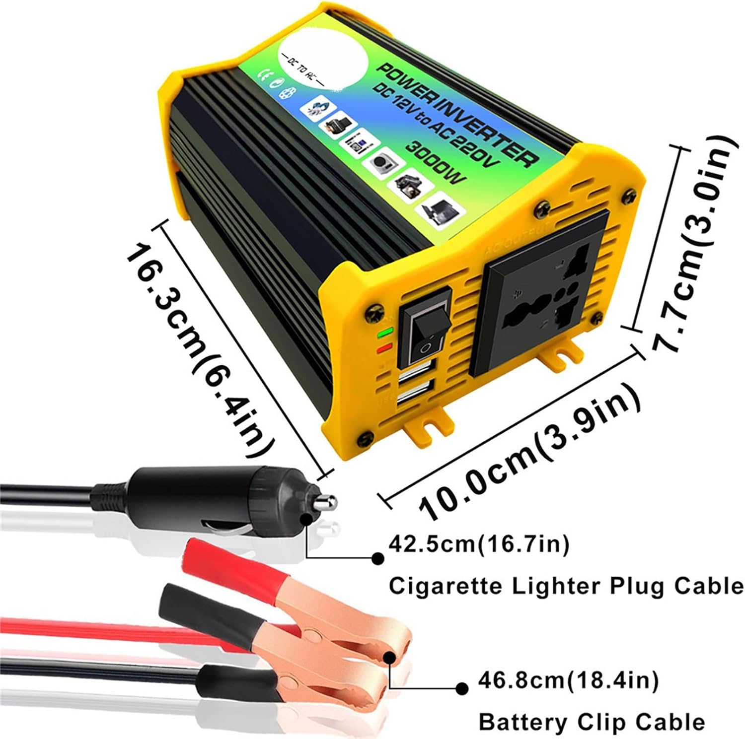 3000W 12V Solar Panel Kit with 18W Panel, 30A Charge Controller, Inverter for 110V/220V Output, Off-Grid Power Supply for RV, Home, Camping, Backup Generator System(Black,12-110v)