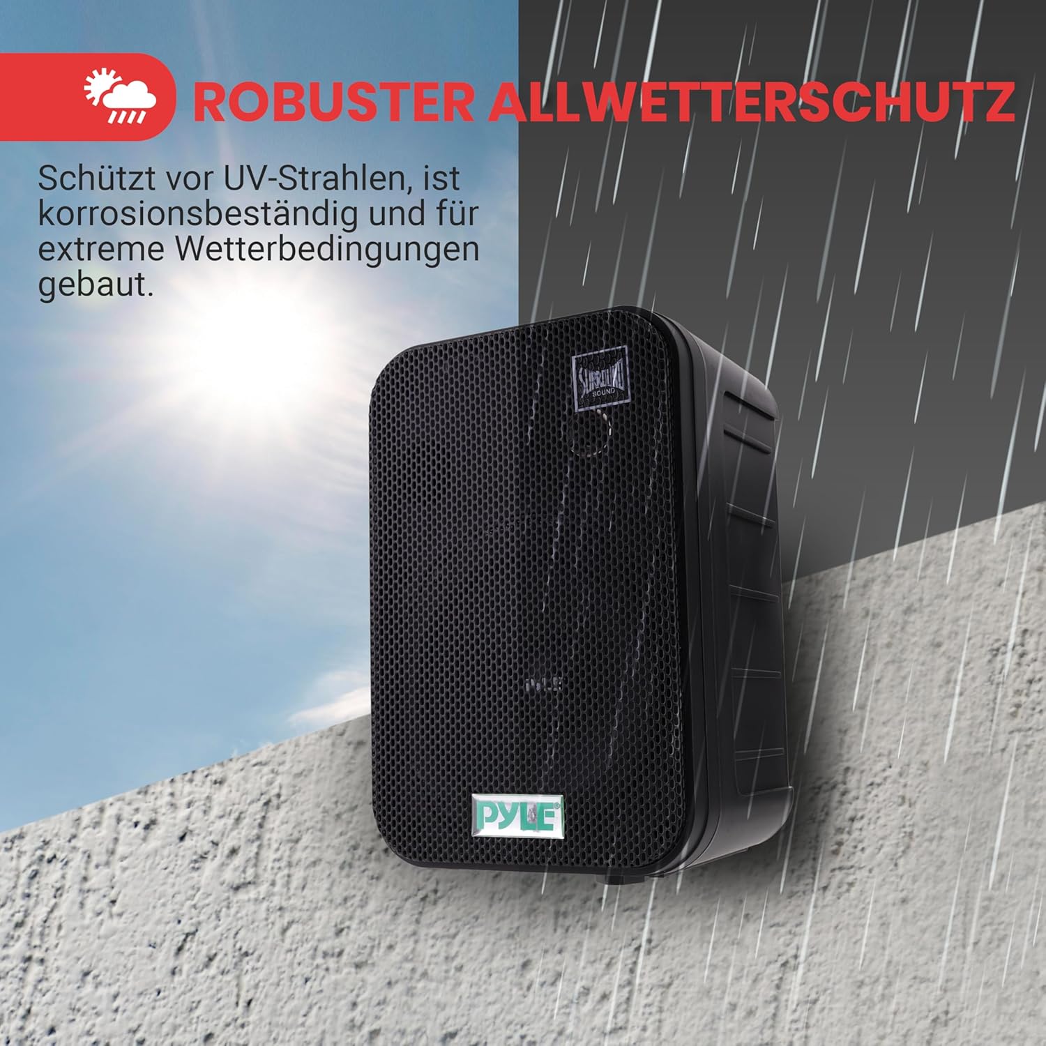 Pyle 2 Way Speaker System Pair - 500W Peak Power 6.5 Inch Passive Weatherproof Wall / Ceiling Mounted - Heavy Duty Universal Mount - Use for Pool, Patio, Indoor, Outdoor (Black)
