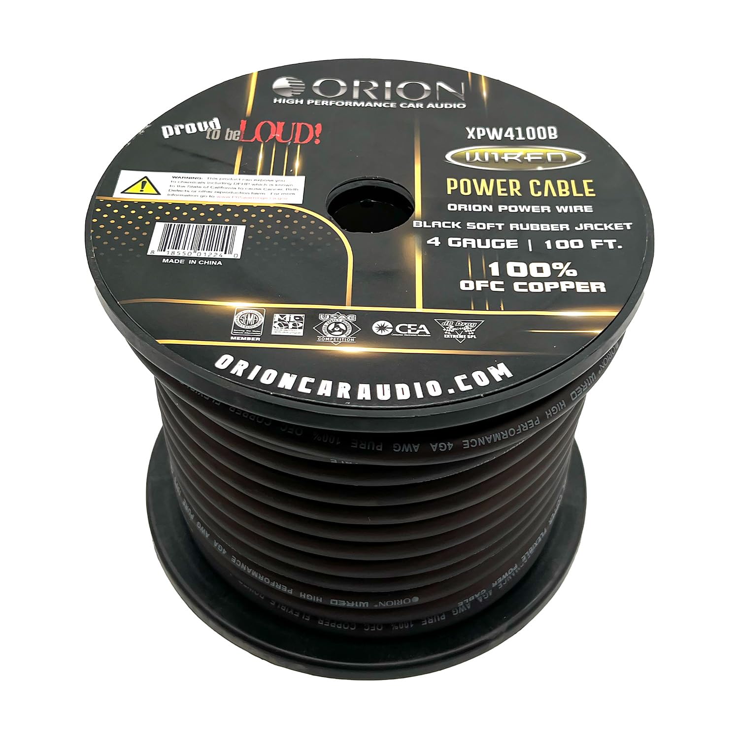 Orion XTR XPW4100B 4 Gauge Wire Roll (100ft) OFC Pure Copper - High Powered Car Audio/Amplifier Power & Ground Cable, Battery Cable, Electrical, Stereo, Welding Battery, RV Trailer Wiring