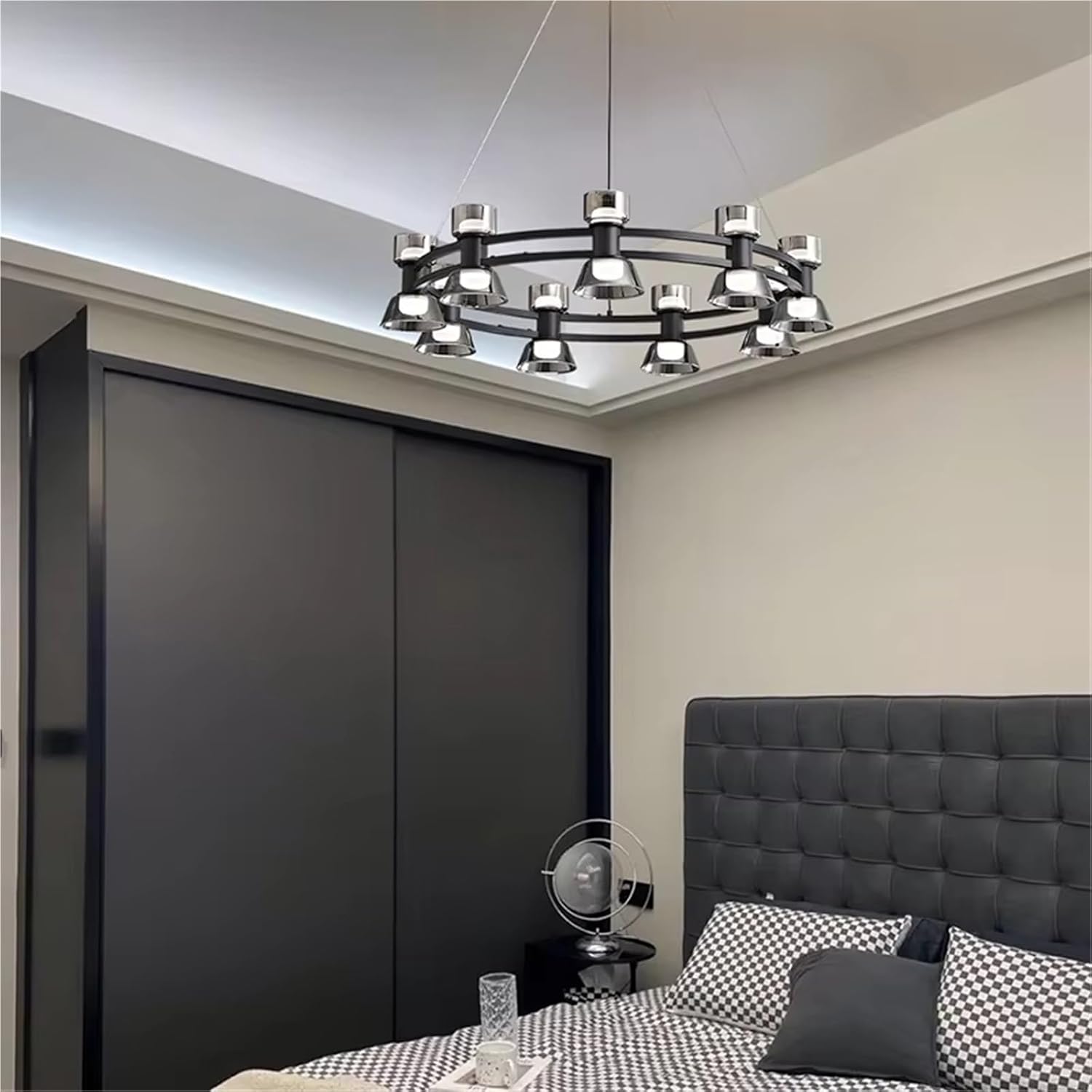 Light Luxury Creative Pendant Light, Copper Glass Atmosphere, Living Room, Dining Room, Bedroom Light, Simple Circular, Post-Modern Designer Lighting fixtures,for Decoration