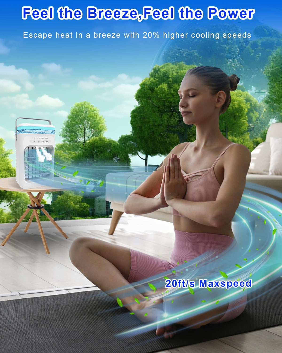 Portable Air Conditioners, 2025 Upgrade Evaporative Air Conditioner Air Cooler with 3 Wind Speeds, 2-4H Timer, 7-Color LED, Eco-Friendly Mini Cooling Fan for Home, Bedroom, Office, and Travel,White