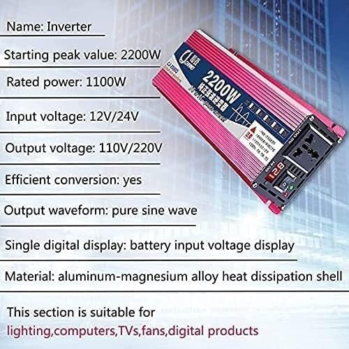 Pure Sine Wave Power Inverter 1600W 2200W 3000W DC 12v 24v 48v 60v to AC 110V/220V Converter with LCD Display and Outlets AC outlets for RV Truck Car 1600W-24Vto110V(48vto110v,1600W)