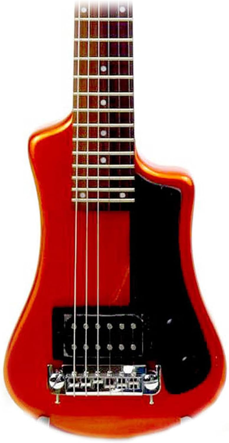 Hofner Shorty Guitar - Metallic Orange Limited Edition Travel Electric Guitar w/Full Sized Neck and Gigbag