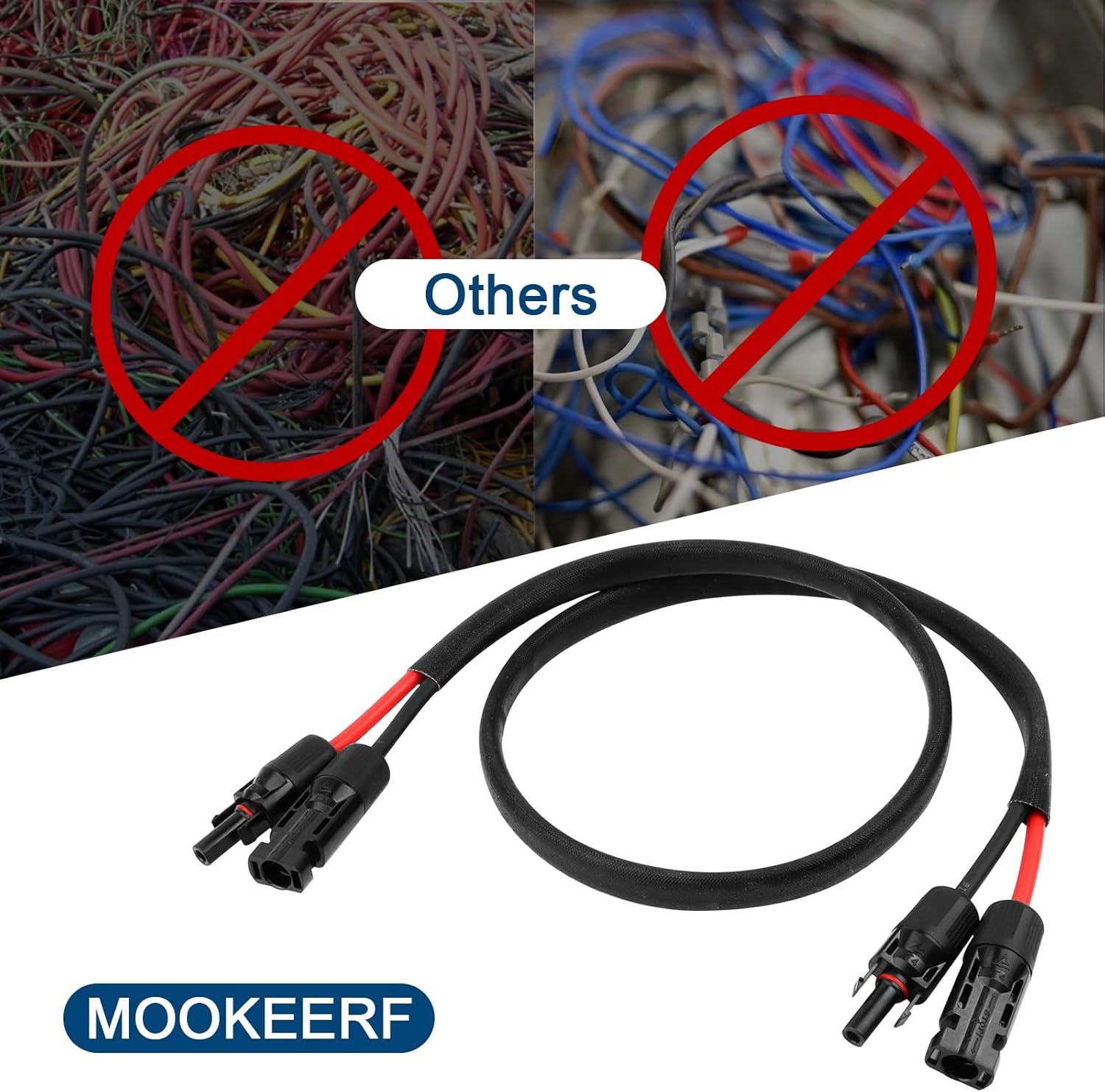 Solar Panel Extension Cable - 10AWG 50FT Solar Wire with Female & Male Waterproof Connector Flame Retardant Protective Sleeving PV Wire for RV, Photovoltaic Systems, Home, Boat, Solar Panels, Car