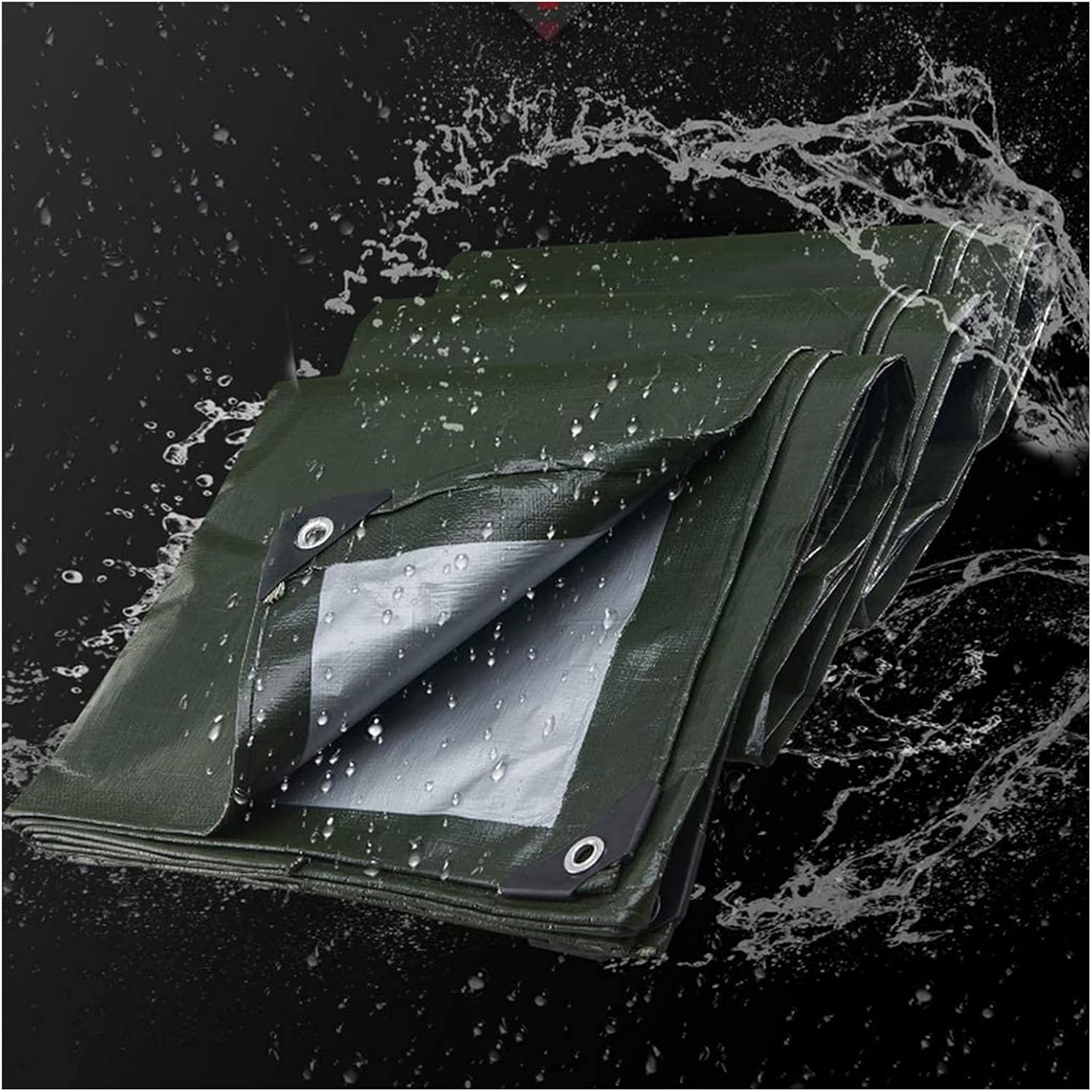HYHMJ-Garden Tarp Sheet Cover Dust-Proof UV Resistant PE Plastic Tarpaulin, Outdoor Pergolas Gazebos Canopies Heavy Duty Tarp Multi-Purpose Ground Sheet,Green silver,8.8x8.8m