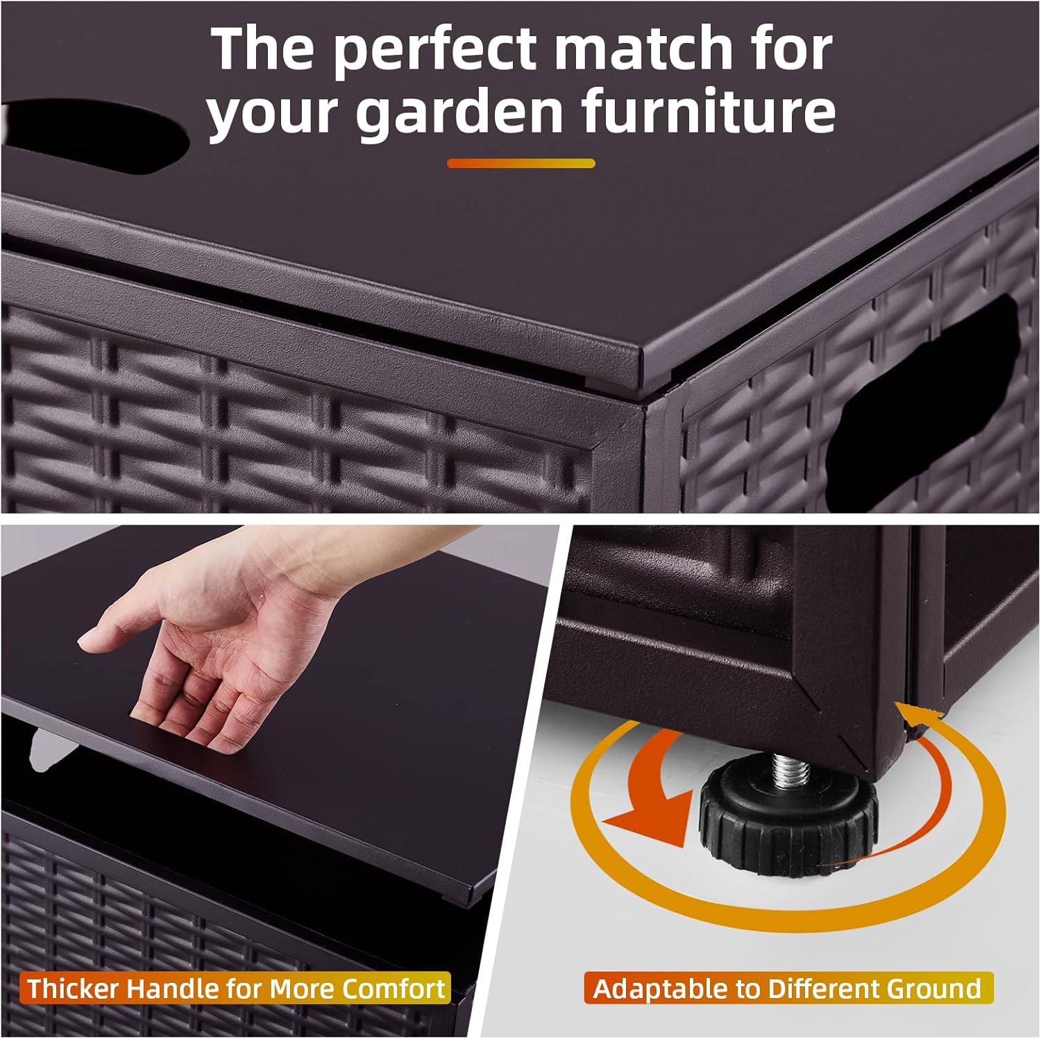 Propane Tank Cover Table, 16-inch Hideaway Table for Gas Fire Pits for 20 lbs Propane Tank Outdoor Gas Tank Storage Side Table for Gas Fire Pit Gas Grill Griddle Propane Stoves, Brown