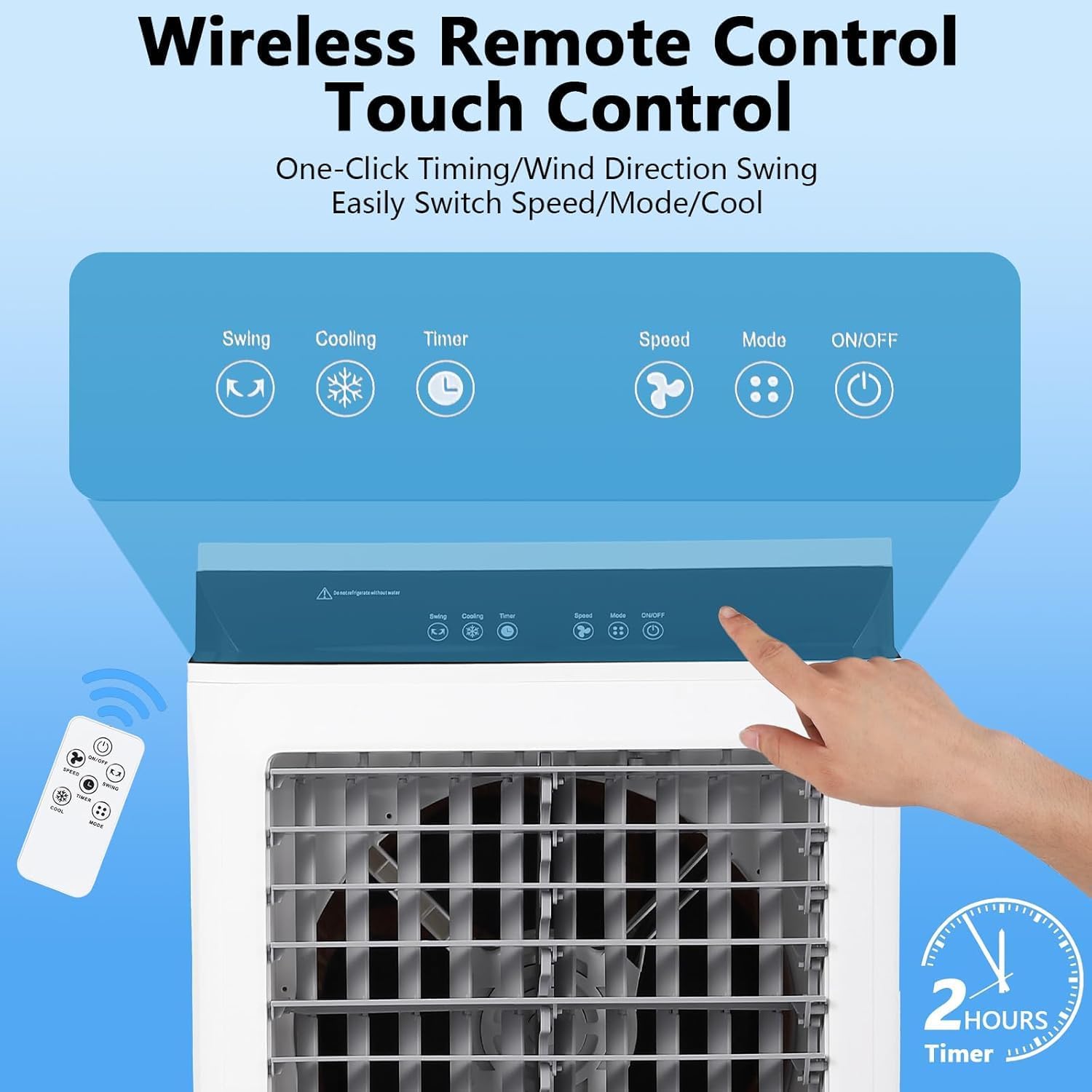 Evaporative Air Cooler, 4100CFM Swamp Cooler Air Conditioner with 4 Ice Packs & Remote Control, 3 Modes & Wind Speeds, 12H Timer, 8.4 Gallon Water Tank, for Outdoor, Indoor, Garage (8.4 Gallon)