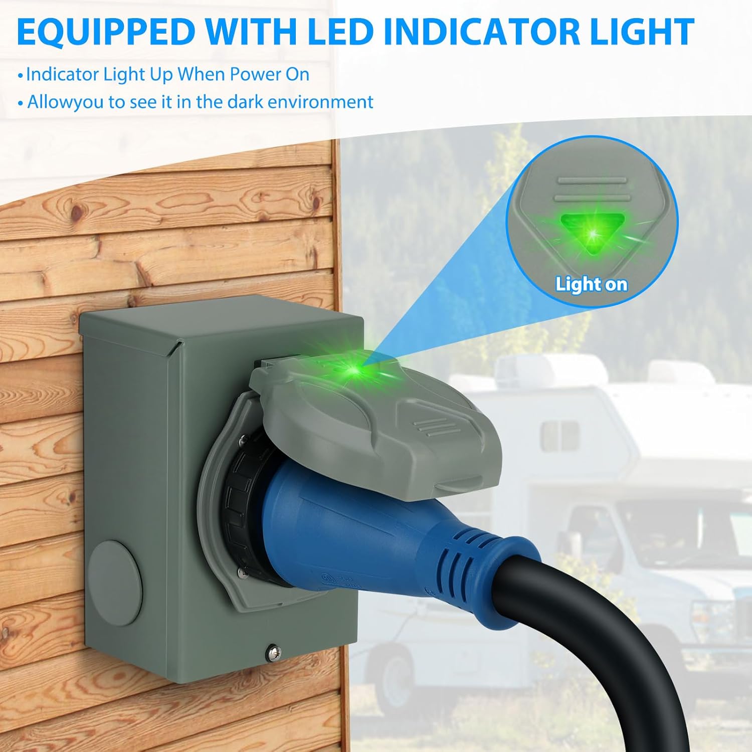 50 Amp SS2-50P Generator Power Inlet Box with 15FT Generator Cord, Pre-Drilled NEMA 14-50P Male to SS2-50R 125/250V, 12500 Watts Generator Transfer Switch ETL Listed Weatherproof Outdoor Use