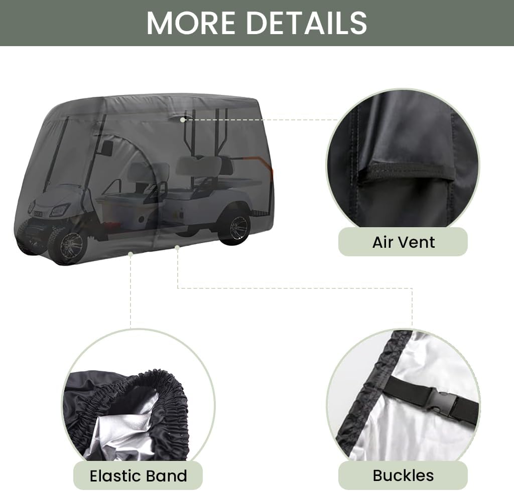 Golf Cart Cover 6/8 Passenger, Golf Cart Rain Covers, Heavy-Duty All Weather Protection Cover for EZ GO Golf Cart Accessories, Outdoor Seat Covers Evolution Golf Carts(156