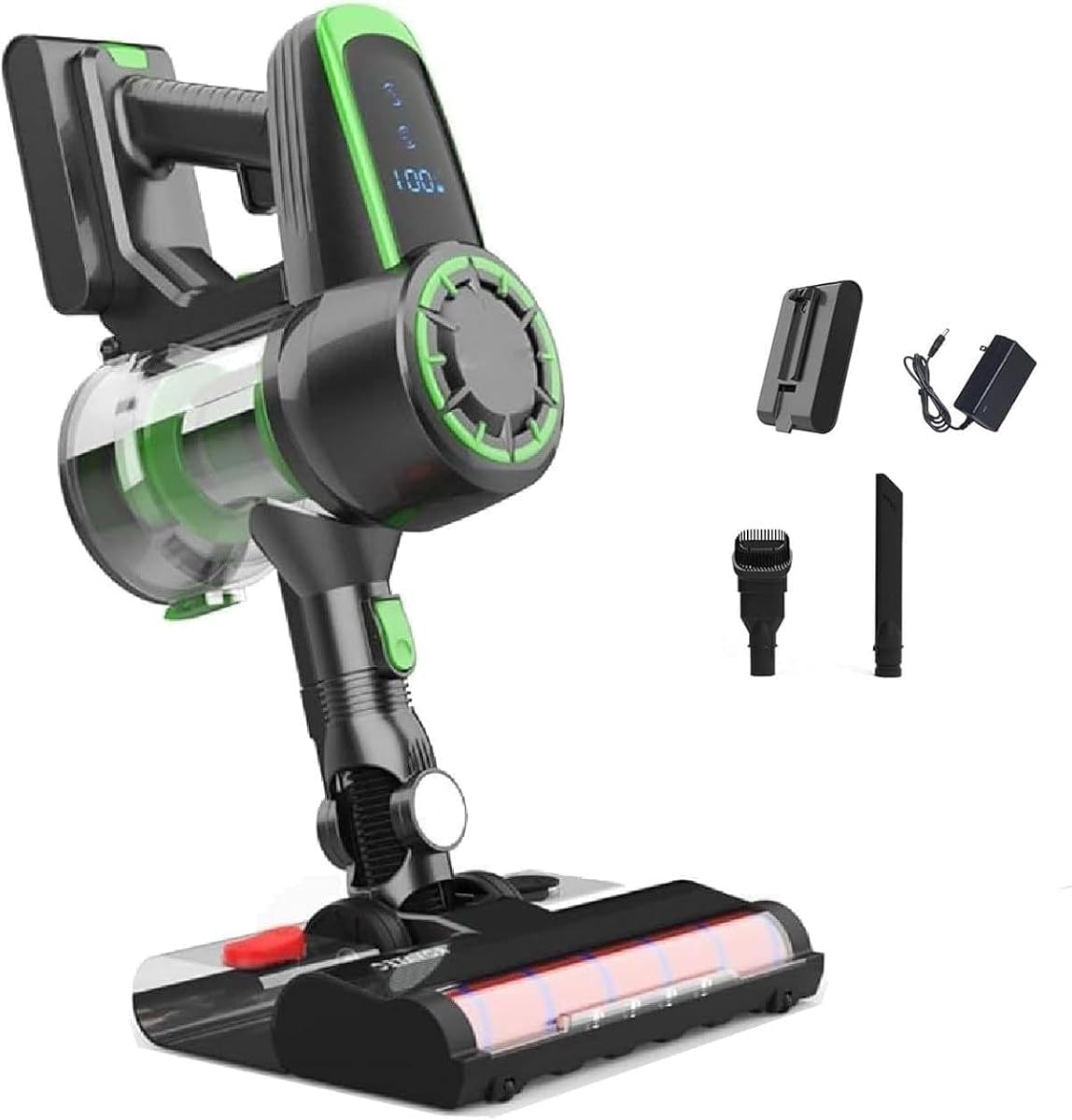 Electric Billiard Table Cloth Cleaner, Cordless Billiard Cloth Vacuum Cleaner, LED Intelligent Display, 22kpa Suction Power, 2-Speed Settings, and 2200mah Battery Green