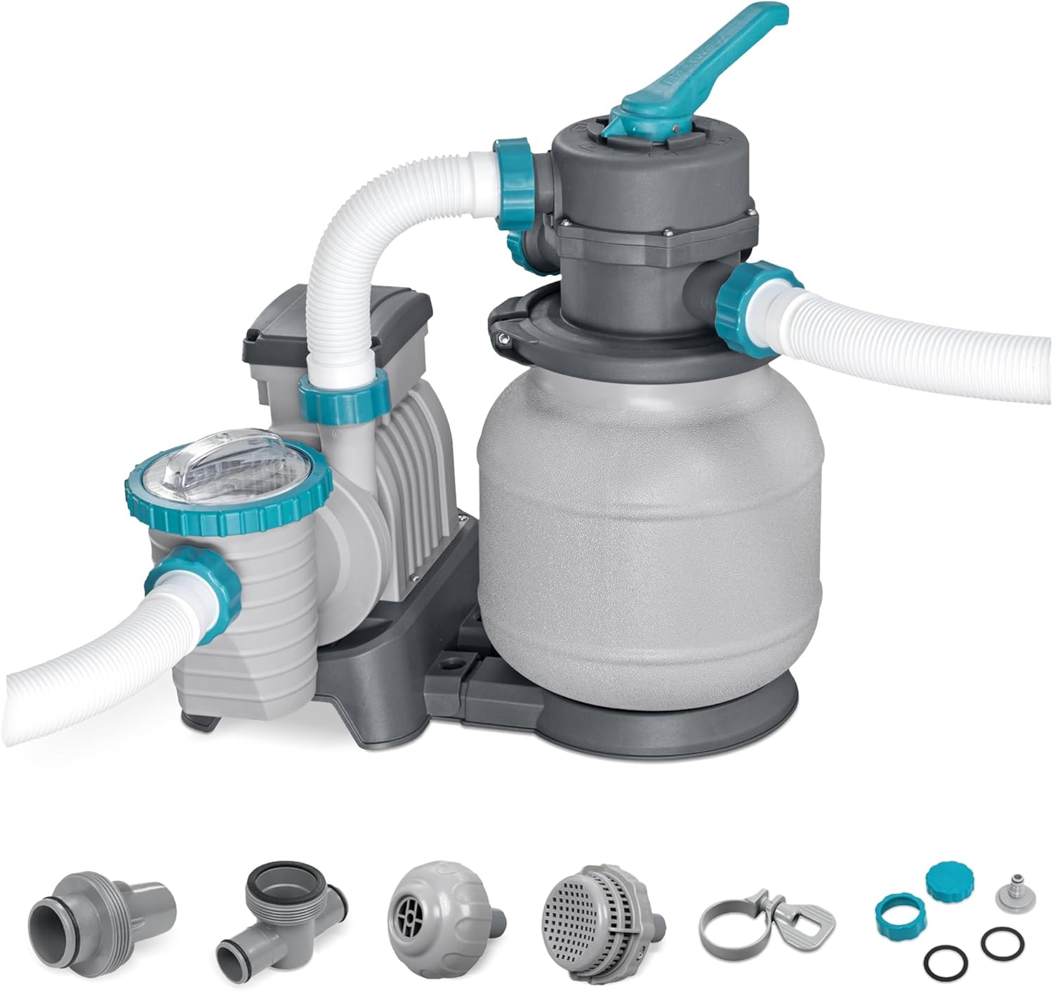 Bestway 1,500 Gallon Sand Filter Pump for 300 to 11,200 Gallon Above Ground Outdoor Swimming Pools with ChemConnect Clean Water Dispenser