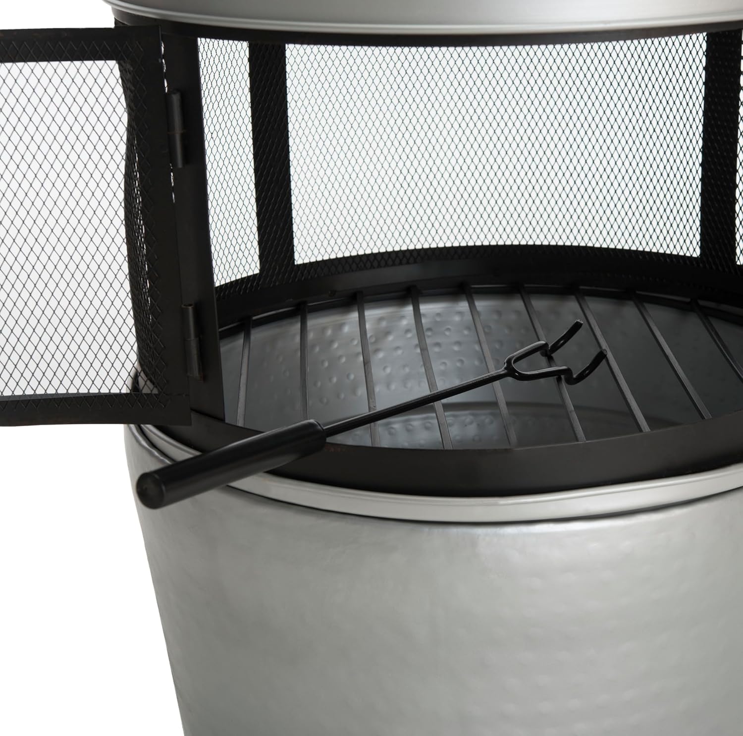 Safavieh Outdoor Collection Cartagena, Silver and Black Chiminea,