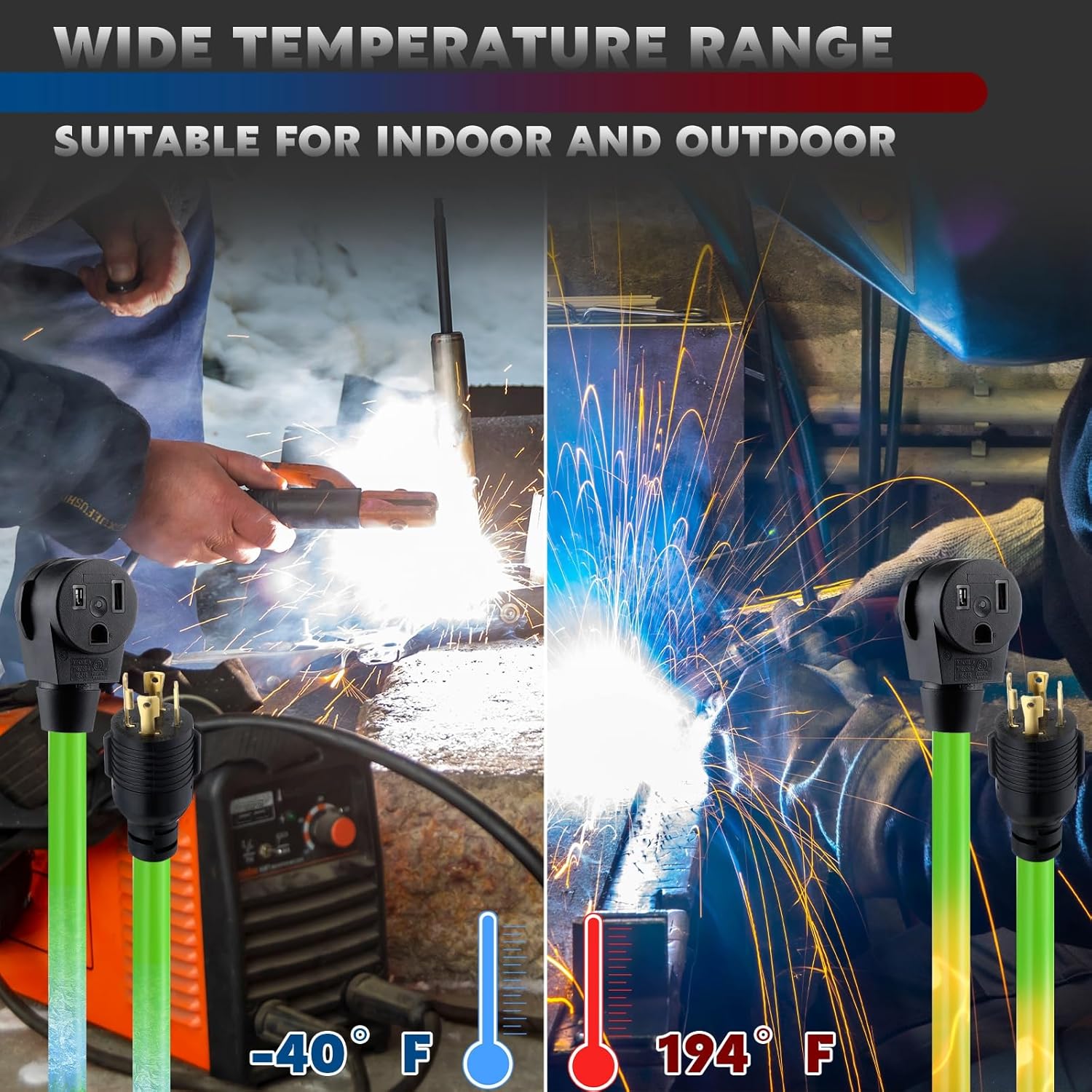 Kanayu 25 ft Welder Extension Cord Compatible with Nema L14-30p to 6-50r, 4 Prong Generator to 3 Prong Welder Power Adapter Cord 30 Amp Generator Locking Plug Connector to Welding