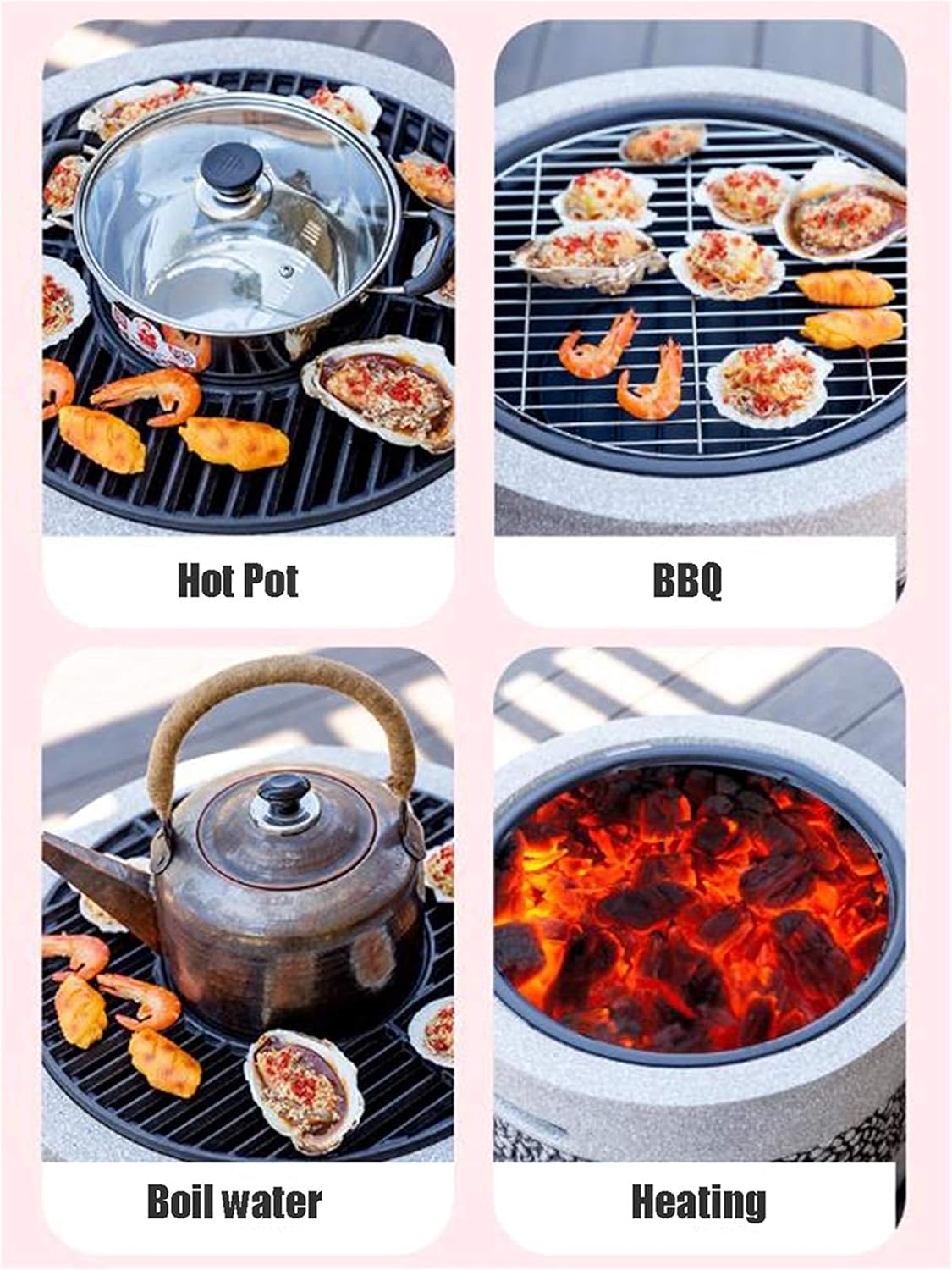 Outdoor Fire Pit Garden BBQ Grill Kit, Backyard Patio Garden Fireplace Camping Outdoor Heating, Campfire Picnic Cooking Fire Pit, 55.5cm