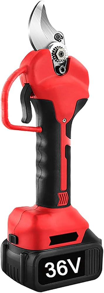 Electric Pruning Shears Scissors Lithium Battery-Powered Cordless Tree Branch 30-40mm Cutting Diameter 5-7H Working Hours Long Gardening (40mm Red Black 2X Battery)