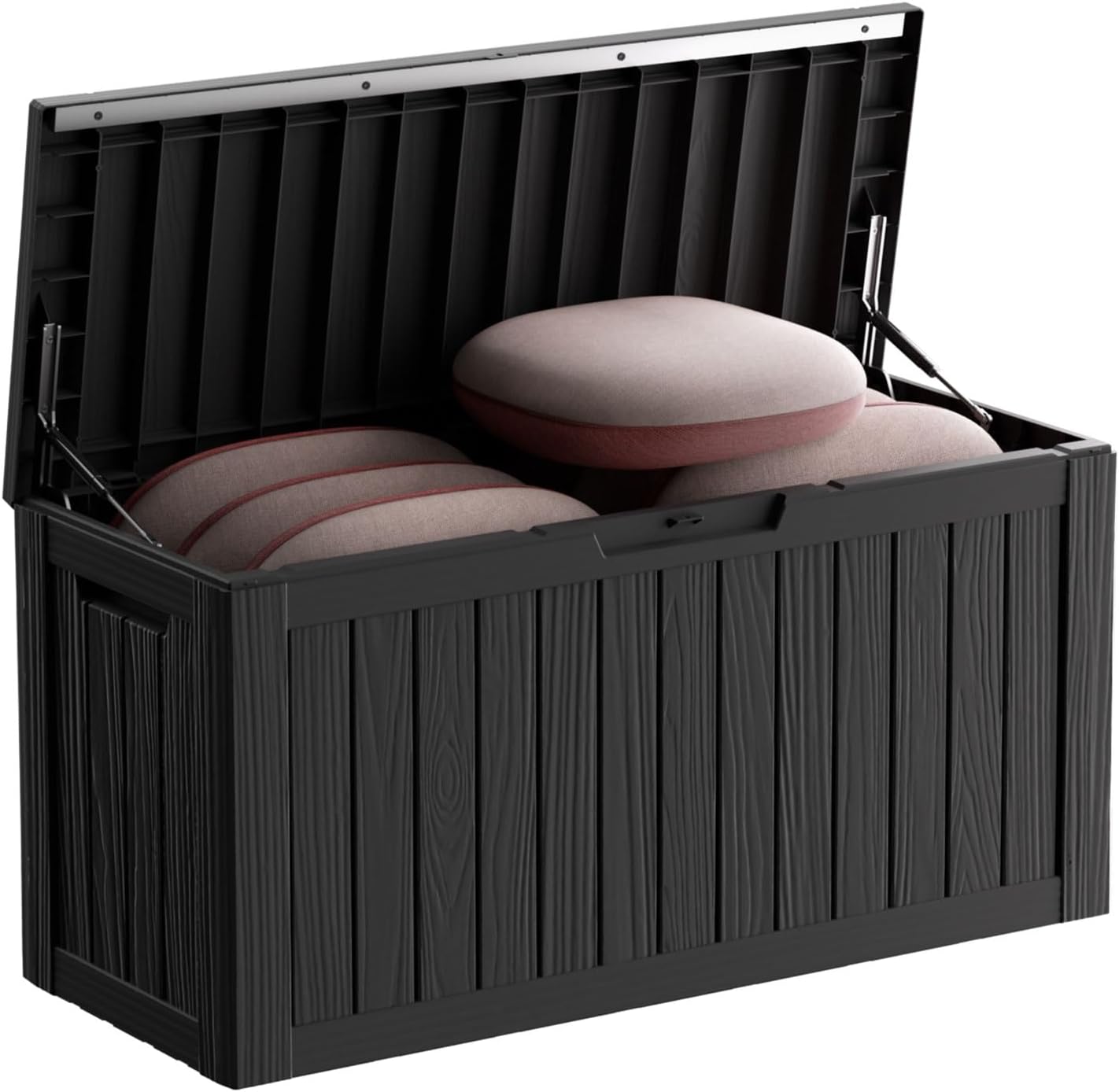 80 Gallon Waterproof Resin Deck Box, UV Resistant Outdoor Storage for Garden, Patio, Porch, Delivery（Black，80 Gallon）