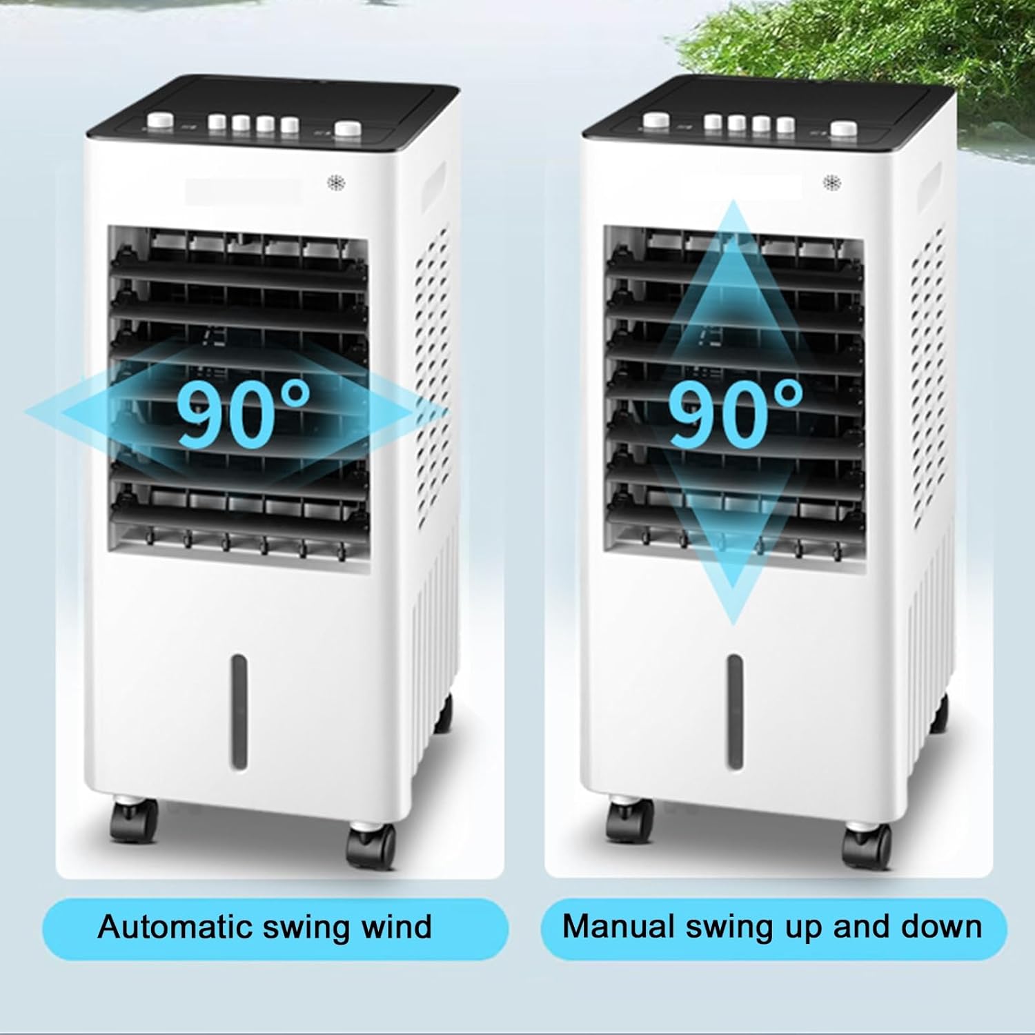 Evaporative Air Cooler, 3-in-1 Indoor Swamp Cooler Air Conditioner with 8 L/2.1 Gal Water Tank, 3 Speed 36 dB, 2 Ice Packs, 90° Oscillation, for Indoor, Bedroom(Black)