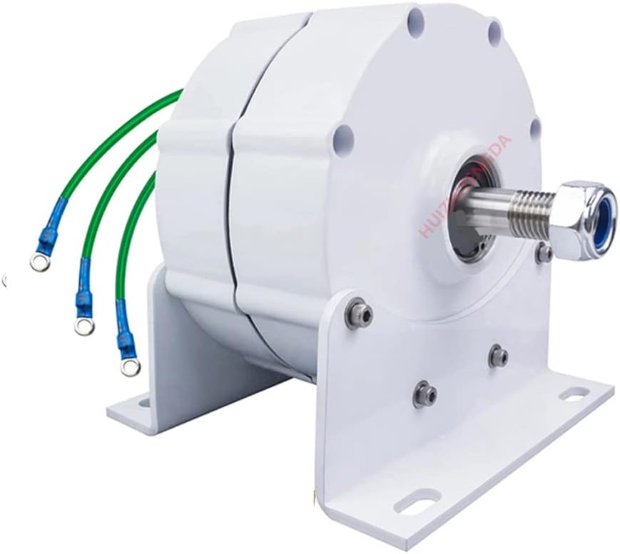 Low Speed Three Phase Alternator, 9000W 12V 24V 48V 220V Gearless Permanent Magnet Low Speed AC Alternator for Vertical Horizontal Wind Turbine (with Base)