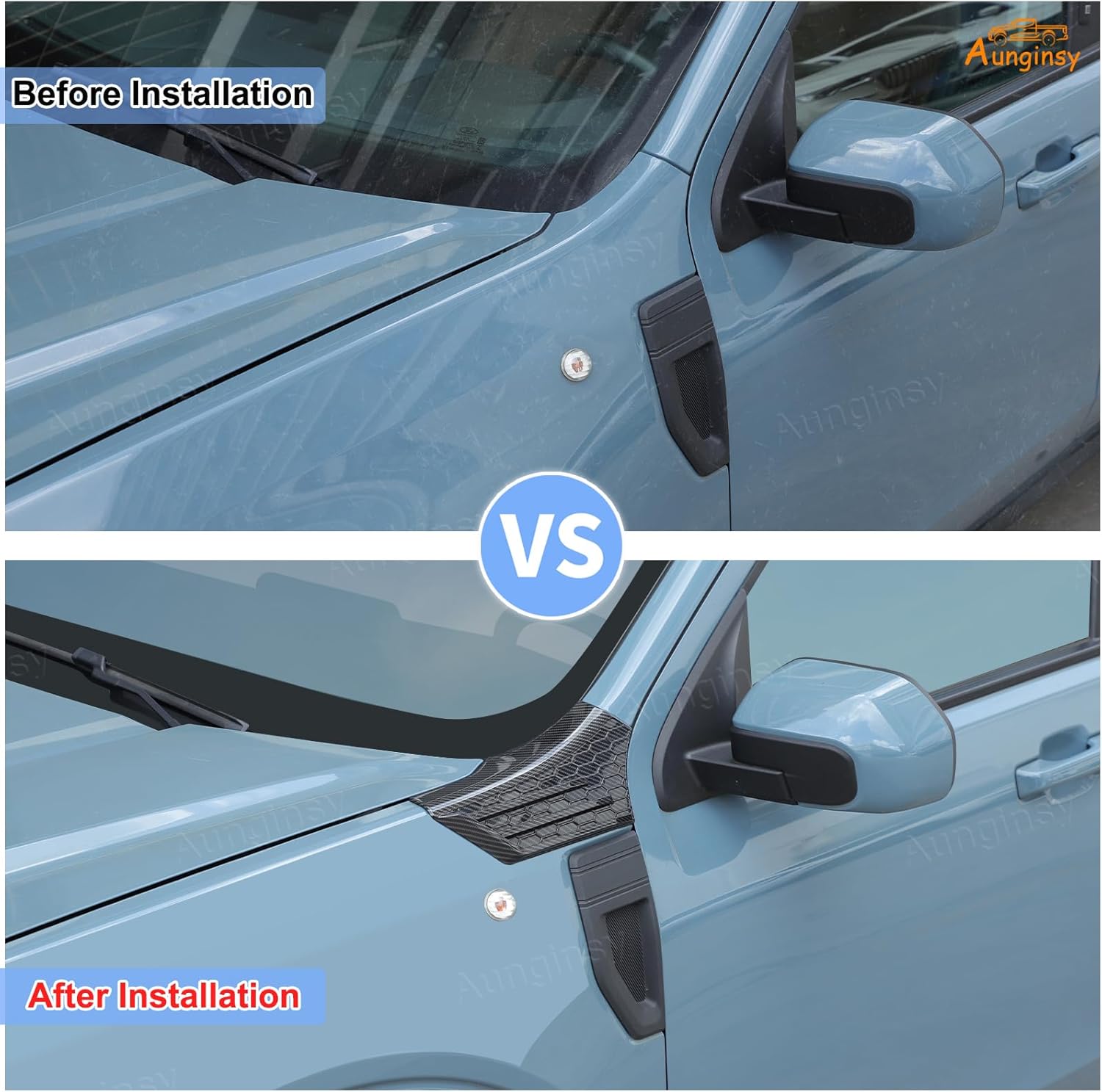 Aunginsy Upper Fender Air Vent Panel Trim Cover Compatible with Ford Maverick 2022-2025, Car Hood Left & Right Side Cowl Body Armor Corner Guards Engine Spoiler Decorative Overlay Exterior Accessories