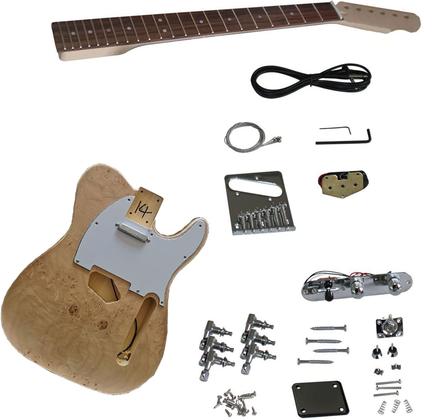 Unfinished Guitar DIY Kit Basswood Body with Rosewood Fingerboard Includes All Mounting Screws Unfinished Guitar Set