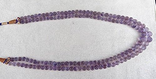 17 inch 2 Strand Necklace of Natural Amethyst Round Shape Carved Cut 10-6mm Beads for DIY Jewelry Making.